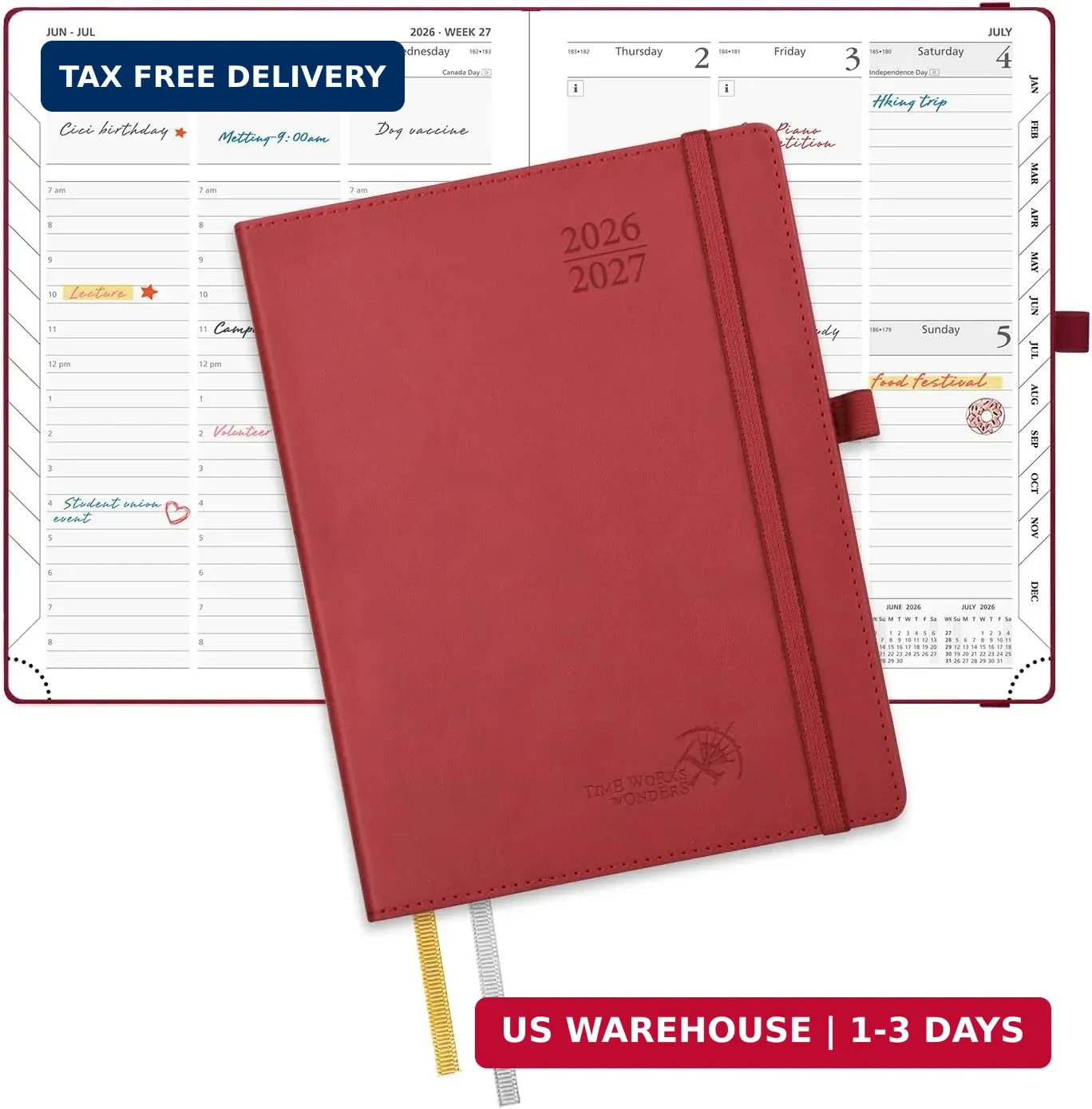 POPRUN Planner 2026-2027, 6.5″ x 8.5″, Academic Daily Weekly and Monthly | Calen