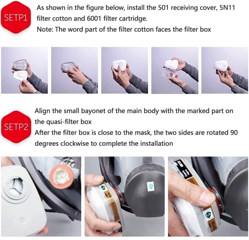7in1 Half Face Gas Mask Facepiece Spray Painting Respirator Safety Suit For 6200