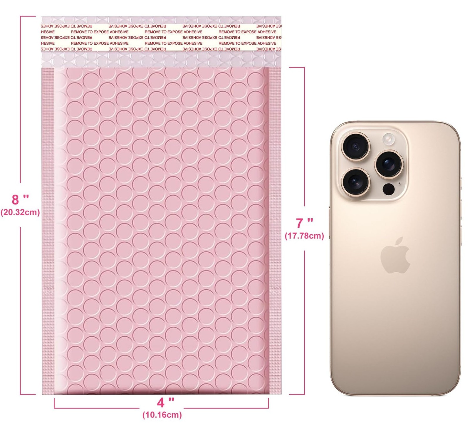 LINGLONG Pink Bubble Mailers 4×8″ Inches 50 Pack, Usable Size 4X7″ Bubble Env…