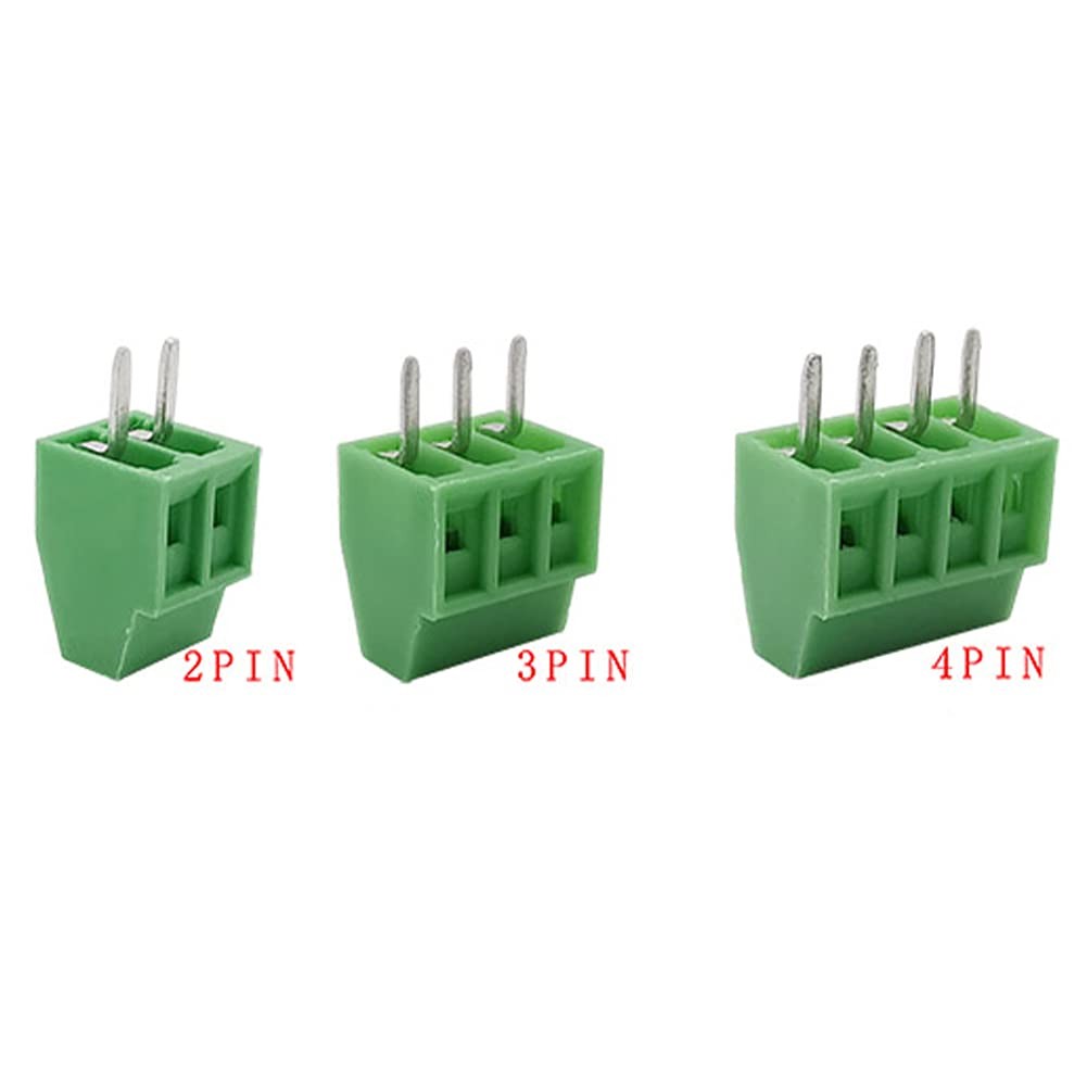 50PCS 2.54mm 0.1″ Pitch PCB Mount Screw Terminal Block Connector, 2P 3P 4P Te