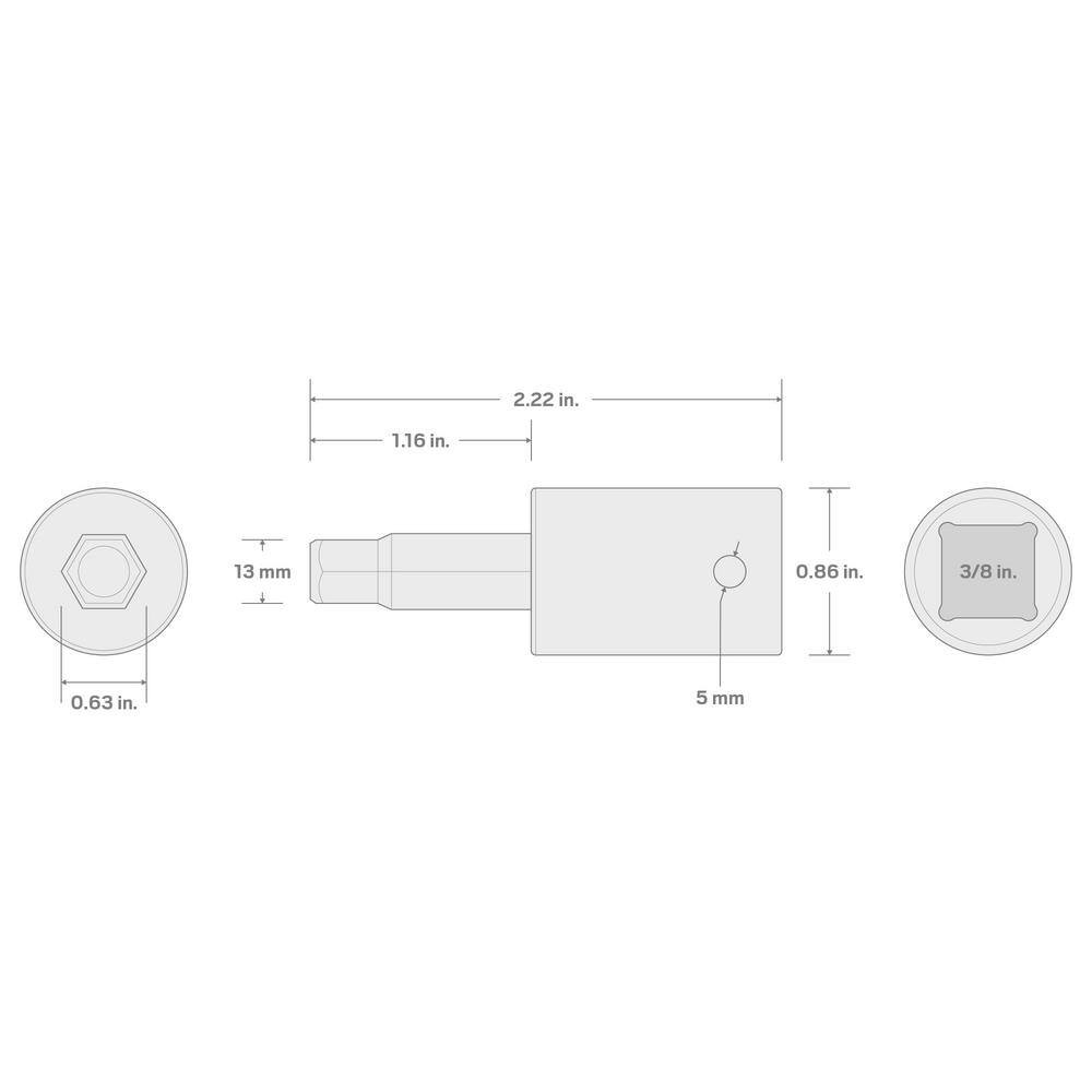 3/8 In. Drive X 13 Mm Hex Bit Impact Socket