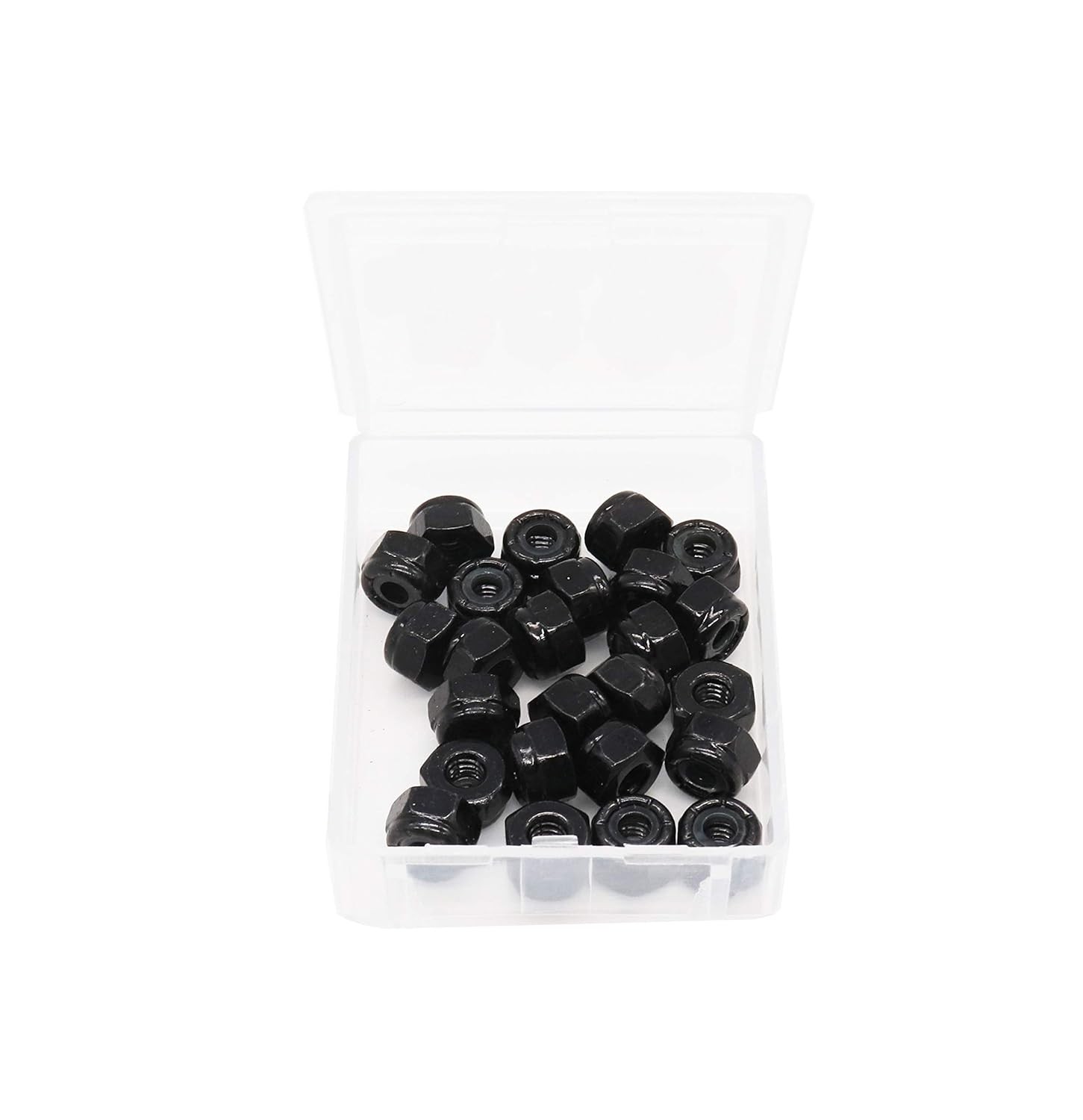 binifiMux 100Pcs M2 x 0.4mm Black Nylock Nuts Hex Nylon Insert Self