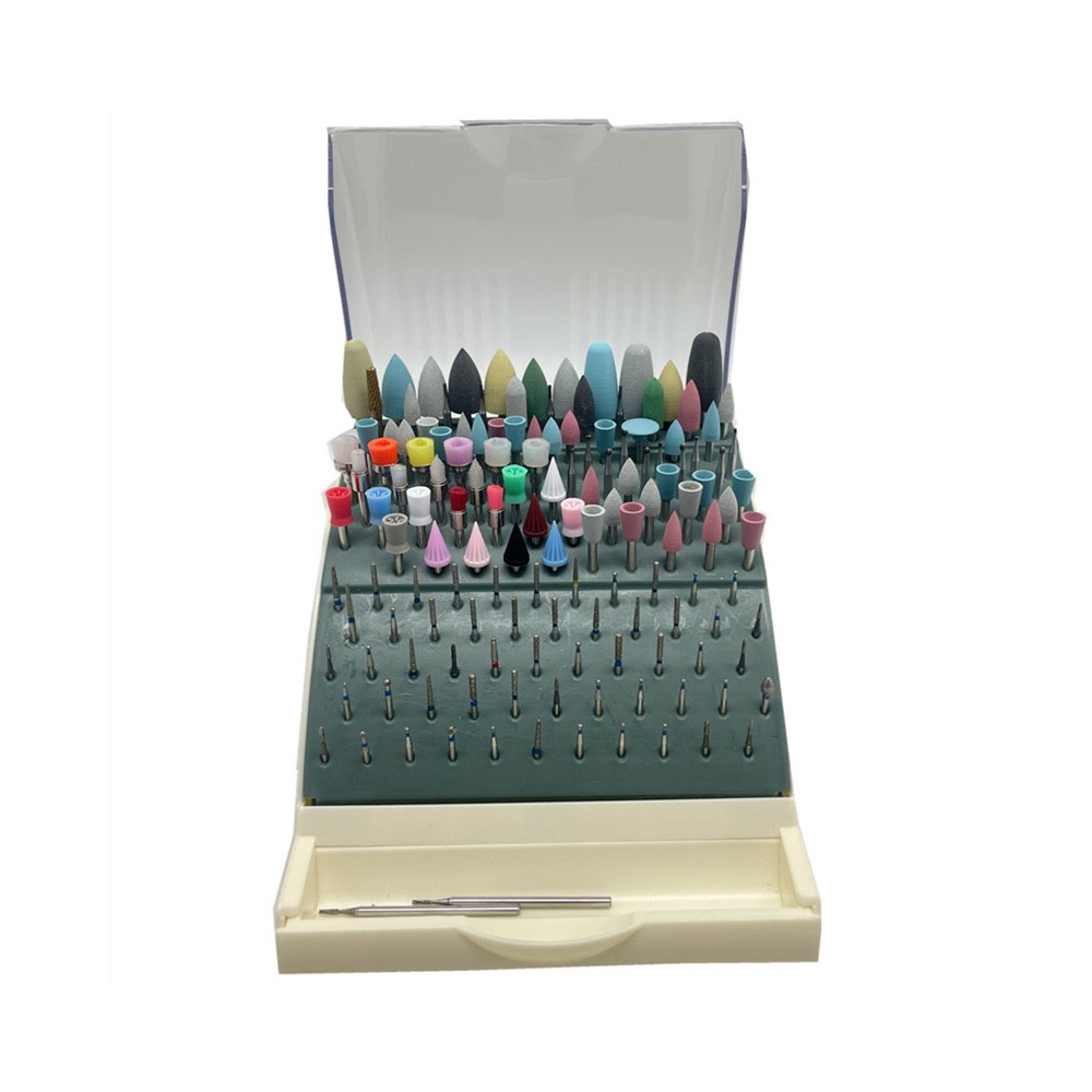 142 Holes Dental Bur Holder Disinfection Box, Bur Block Organizer with Cover NEW