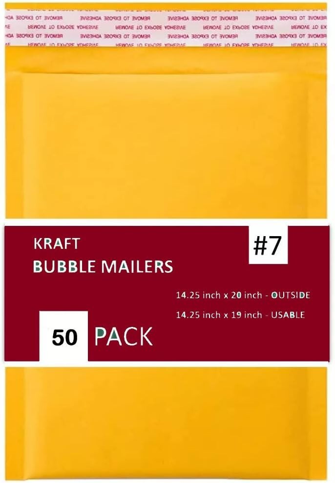 50 PC #7 14.25×20 Kraft Bubble Envelopes Yellow Padded Shipping Mailers