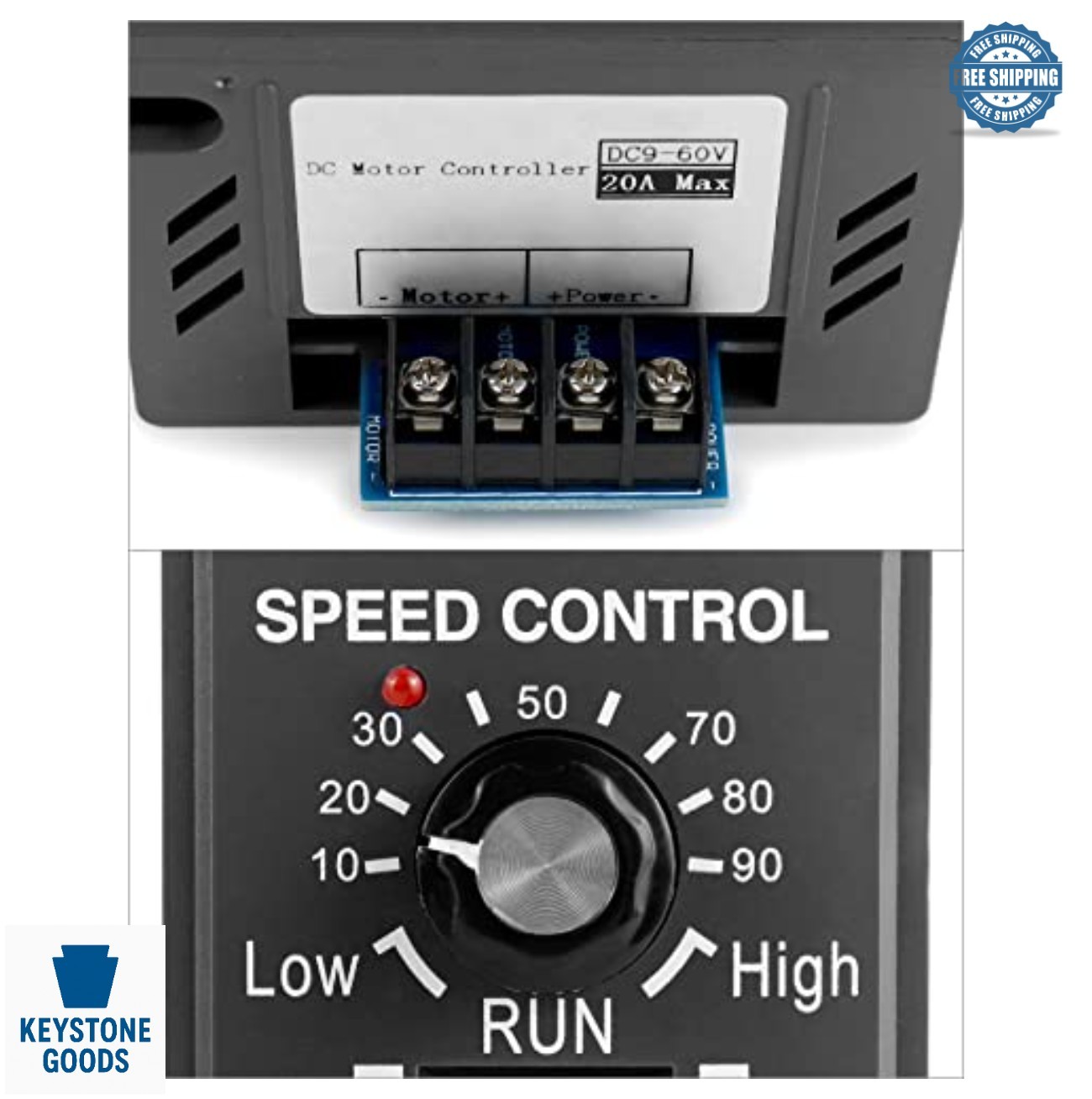 DC Motor Speed Controller 9V-60V 20A PWM Brush Forward Reverse Reversible