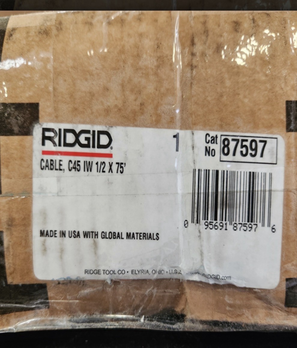 Ridgid 87597 1/2 in. x 75 ft. Drain Cleaning Cable Replacement for K-400 K-3800