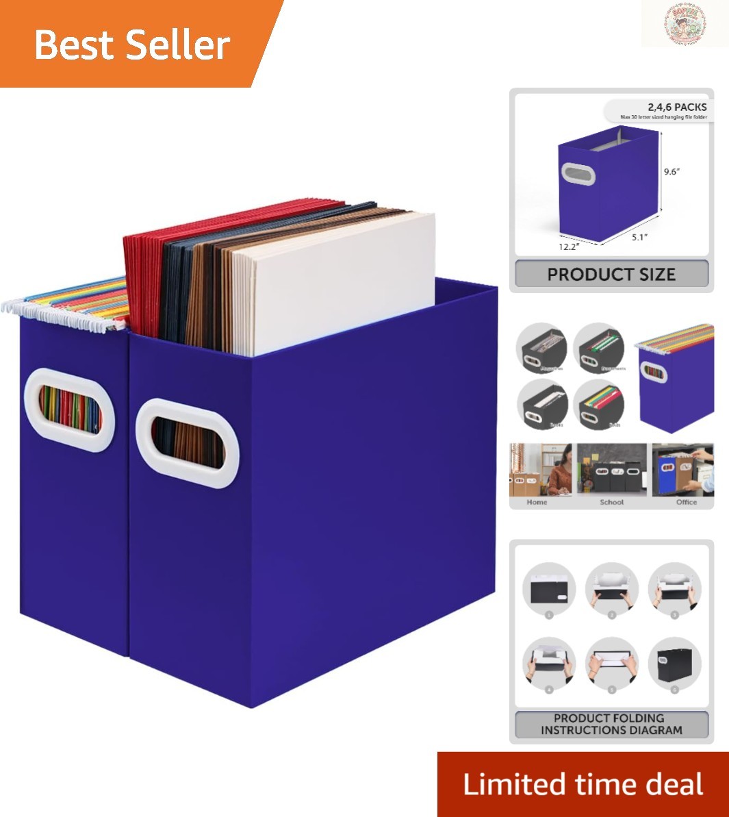 Elegant Hanging File Organizer for Letter-Sized Documents – 2 Deep Blue Packs