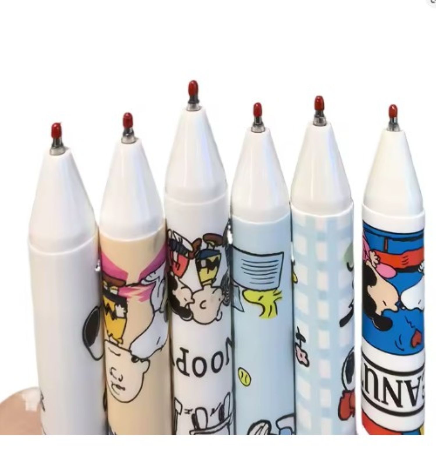 Snoopy Gel Pens Set 6 Pack Black Ink Cute Peanuts School Office Supplies