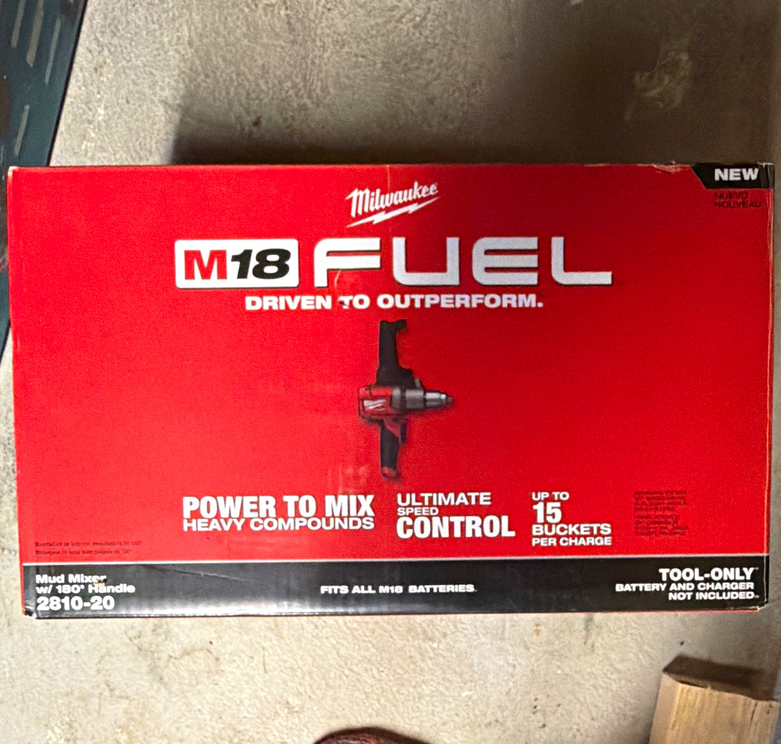 Milwaukee M18 FUEL Mud Mixer 180° Handle Paddle Head Electric Tool-Only 2810-20