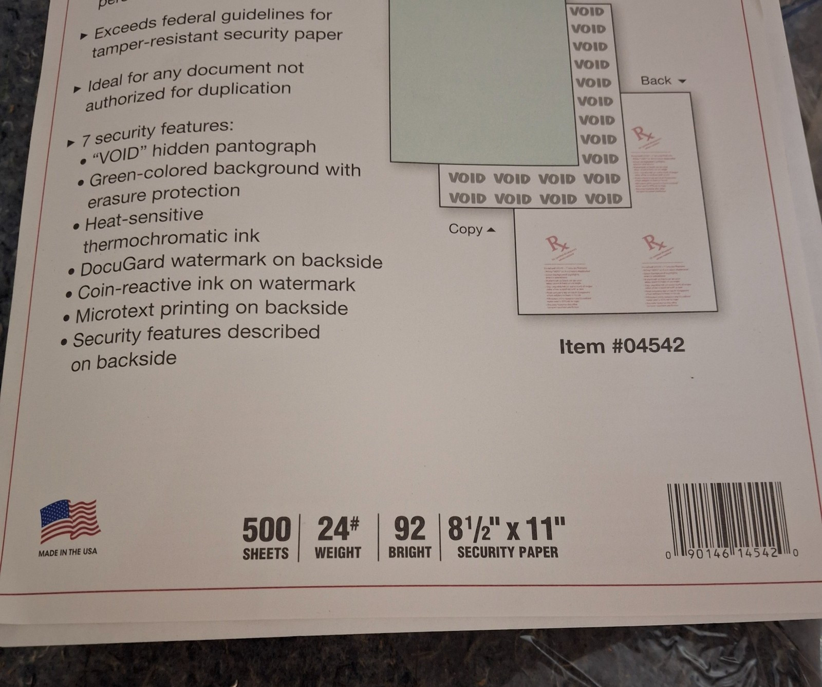 Docugard Security Paper 500 Sheets 8.5″ x 11″ Advanced Medical Green #04542