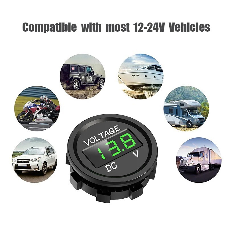12V-24V Car Marine Motorcycle LED Digital Voltmeter Voltage Meter Battery Gauge