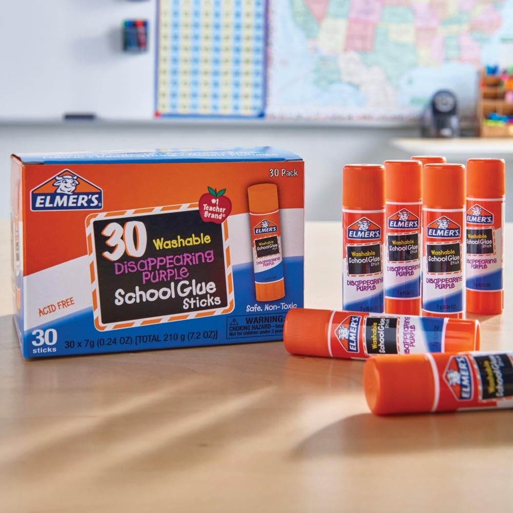 Elmer’S Elmers Disappearing Purple School Glue Sticks Washable 7 Grams 30 Count