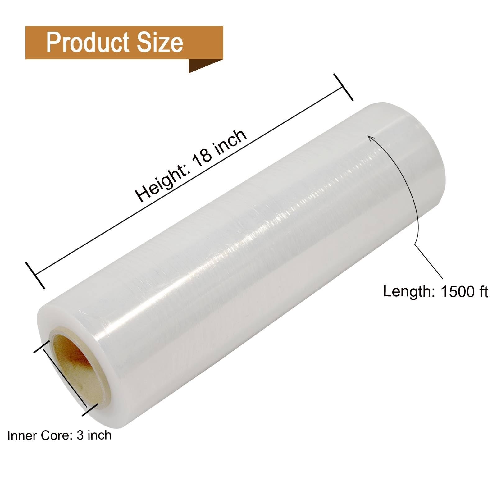 18″ x 1500FT Industrial Class Pallet Wrap, 80 Gauge Heavy-Duty Stretch Film, …