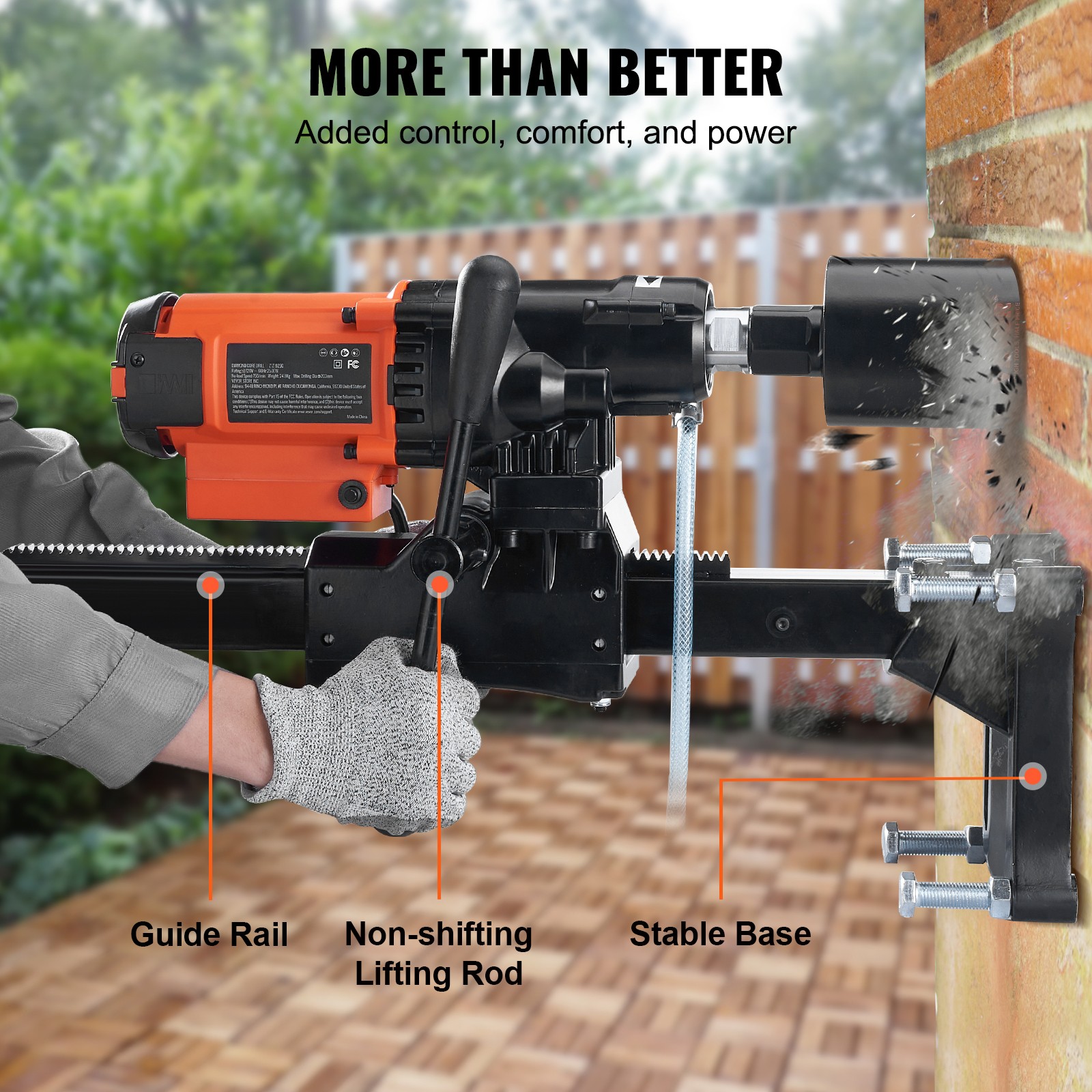 Uimoso Wet&Dry Diamond Core Drill Machine Concrete Core Drill Rig 2500W 750RPM