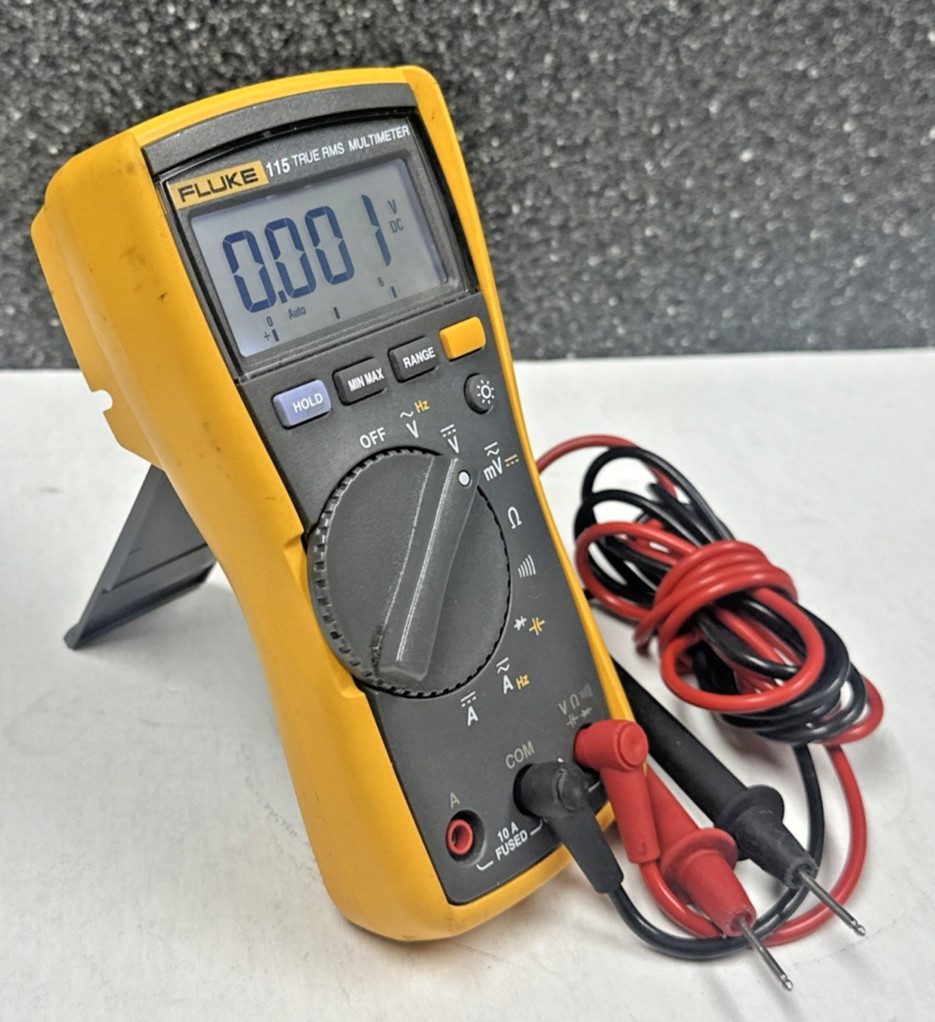 Fluke 115 True RMS Electrician Digital Multimeter Auto-Volt W/ Leads