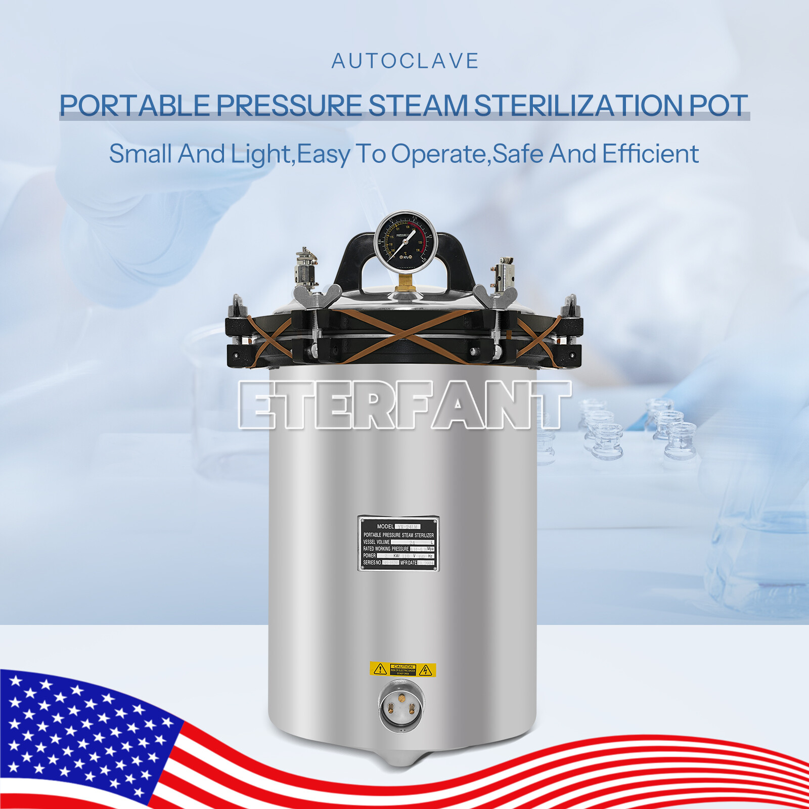 ETERFANT 24/28/35L Dental Medical High Pressure Steam Sterilizer Autoclave US