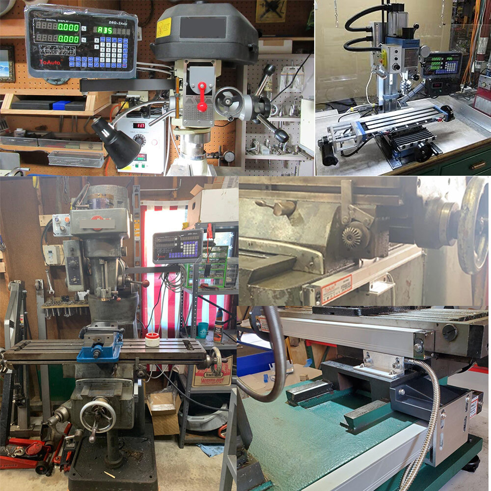 TOAUTO DRO 3 Axis Digital Readout Display+3pc Glass Linear Scale for Mill Lathe