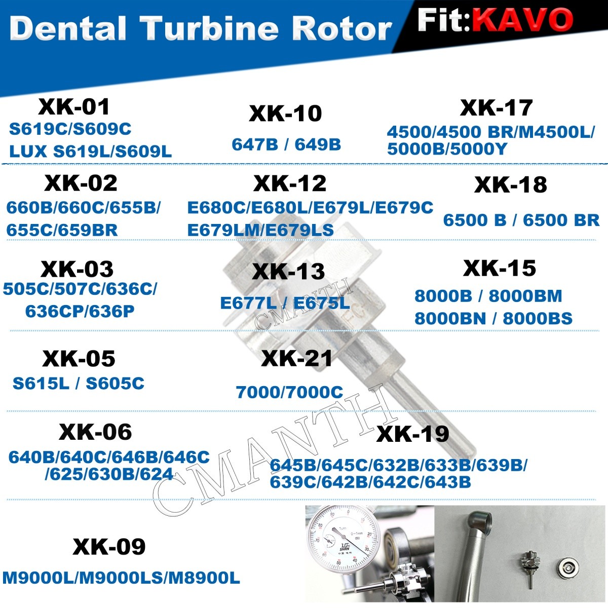 Fit KAVO S619C/S609C/S619L/S609L High Speed Turbine Cartridge Rotor Accessories
