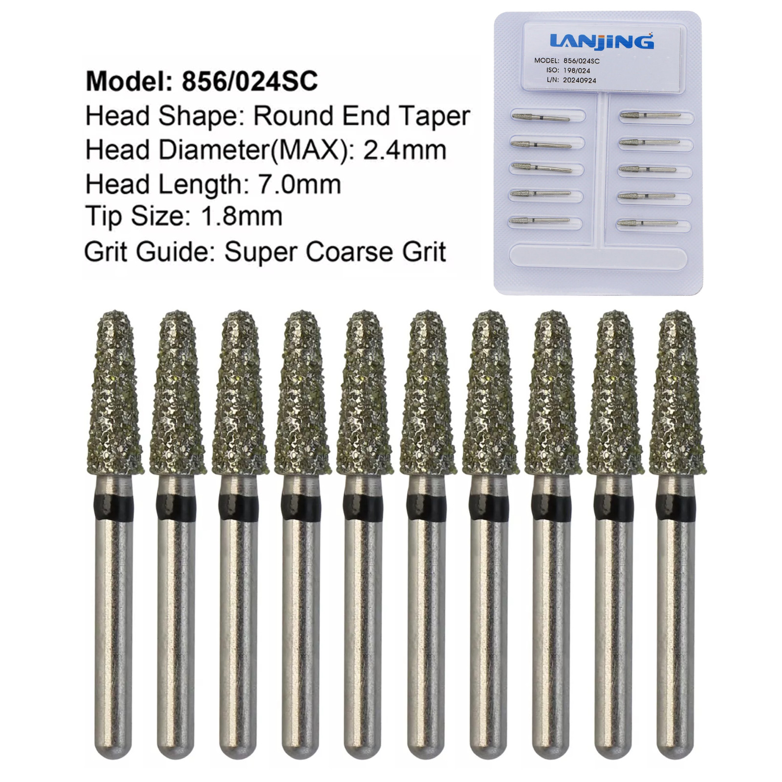 Dental Diamond Burs FG Round End Taper Bur Super Coarse Fine 856 850 High Speed