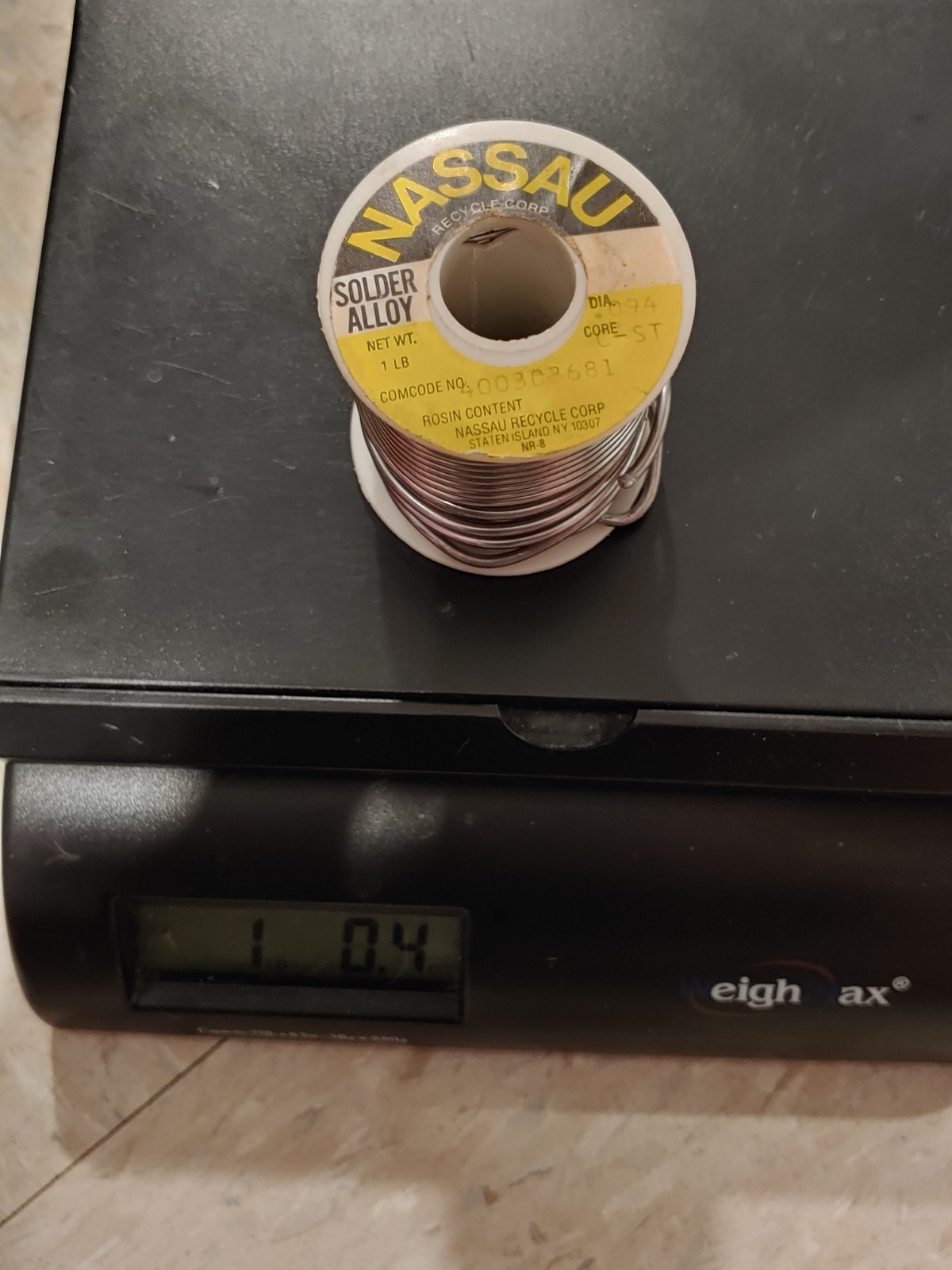 Vintage Nassau C ROSIN Solder .094 DIA Core C-ST 1 LB New Old Stock