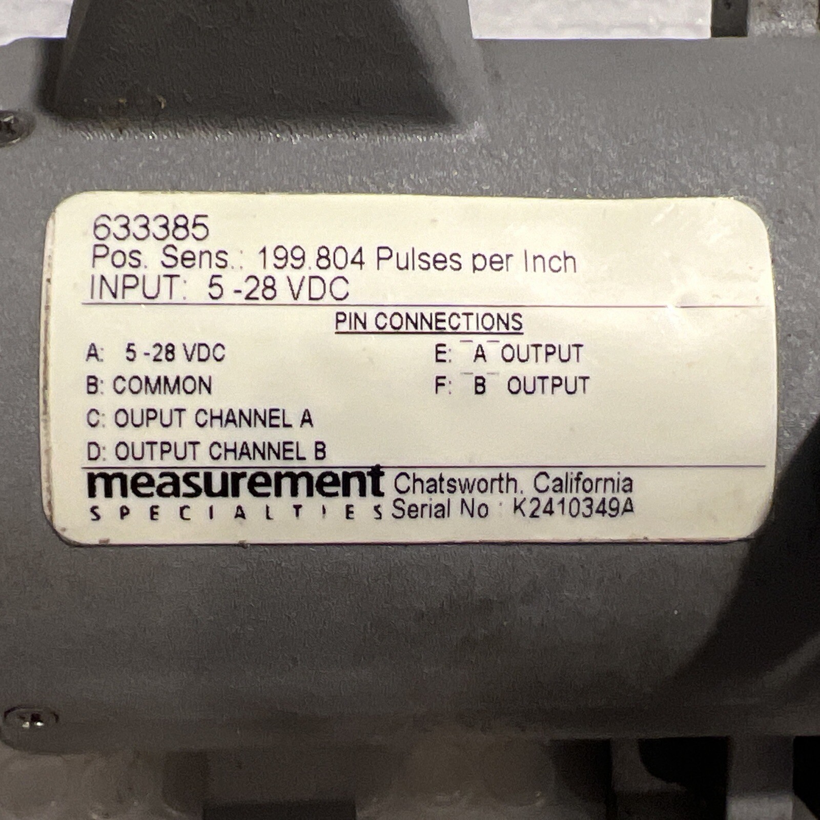 🔥MEASUREMENT SPECIALTIES 633385, POSITION SENSOR ENCODER, Used, Free Ship🇺🇸