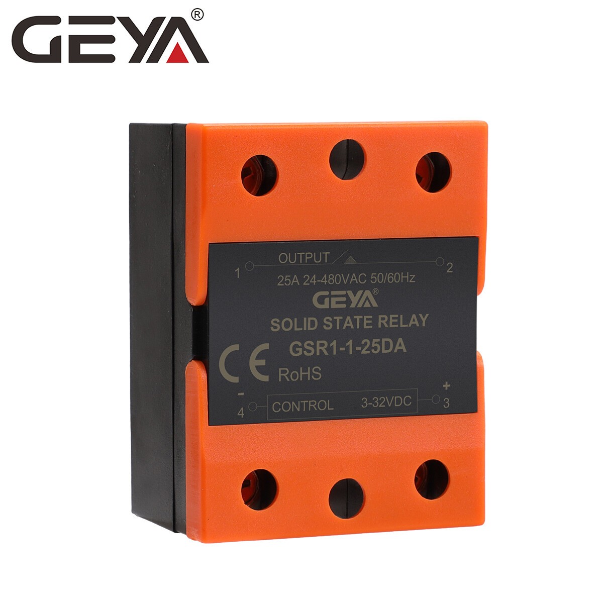 GEYA Solid State Relay Module SSR-10/25/40/60/80/100/120DA 3-32VDC to 24-480VAC