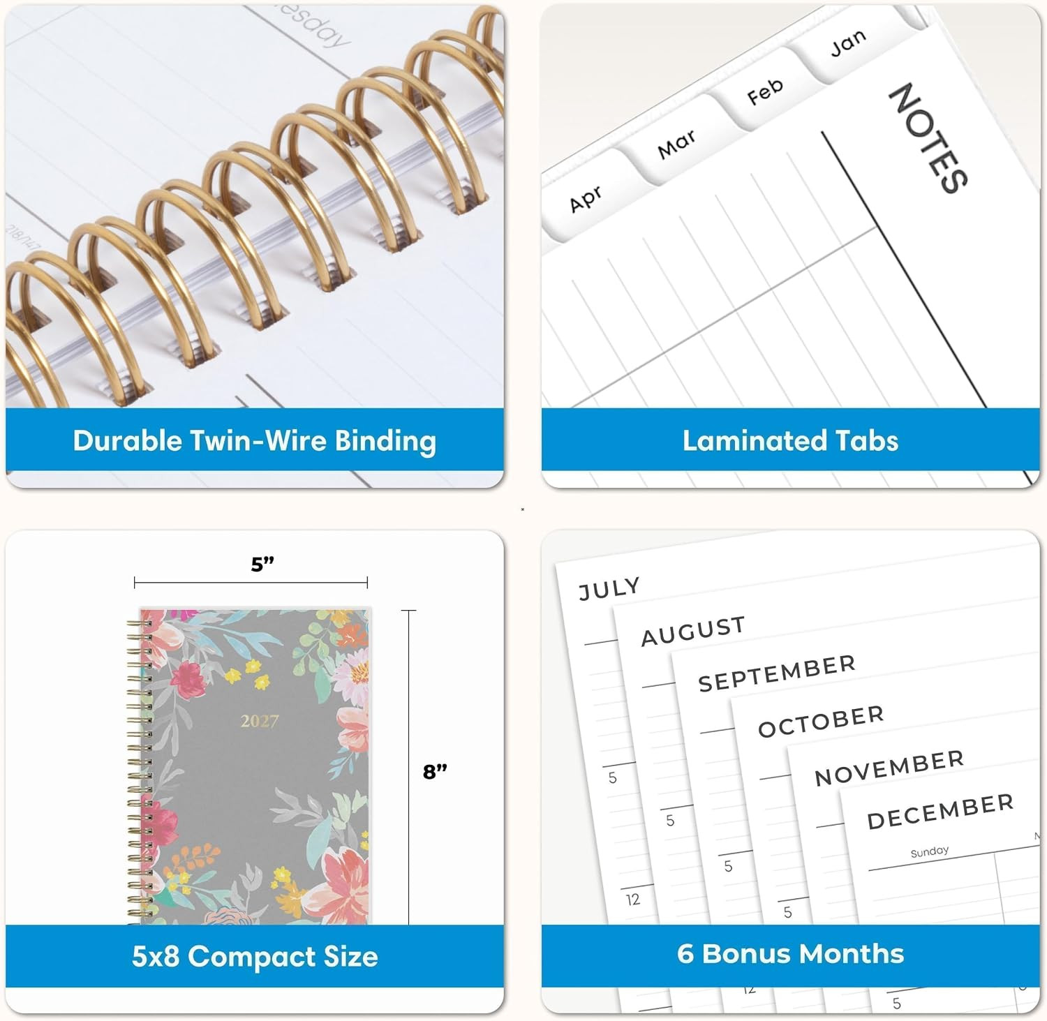 2027 Weekly and Monthly Planner Calendar, January 2027 – December 2027, 5″ X 8″,