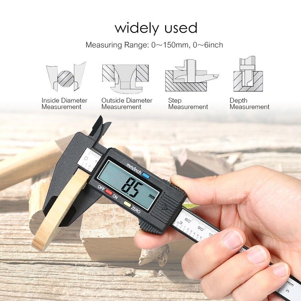 150mm Digital Caliper 6″ Micrometer LCD Gauge Vernier Electronic Measuring Ruler