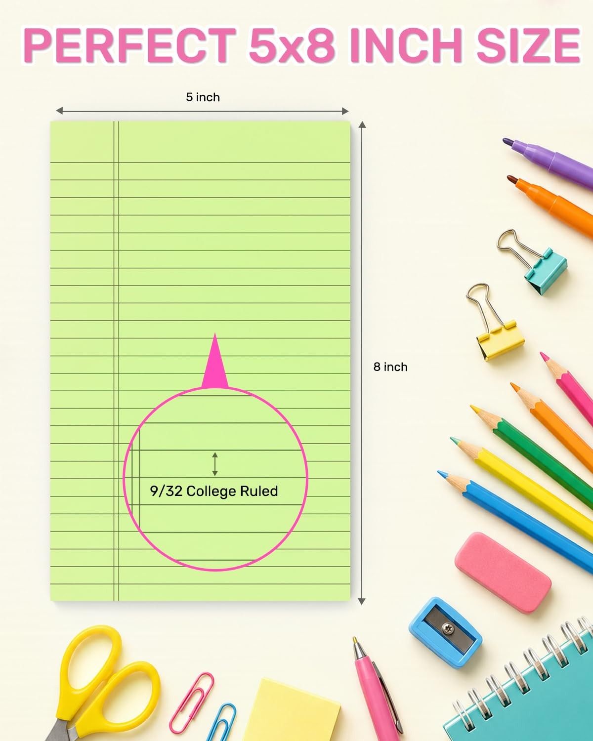 Note Pads 5×8, Notebook College Ruled Legal Pads Colored Writing Pads 5×8, 6