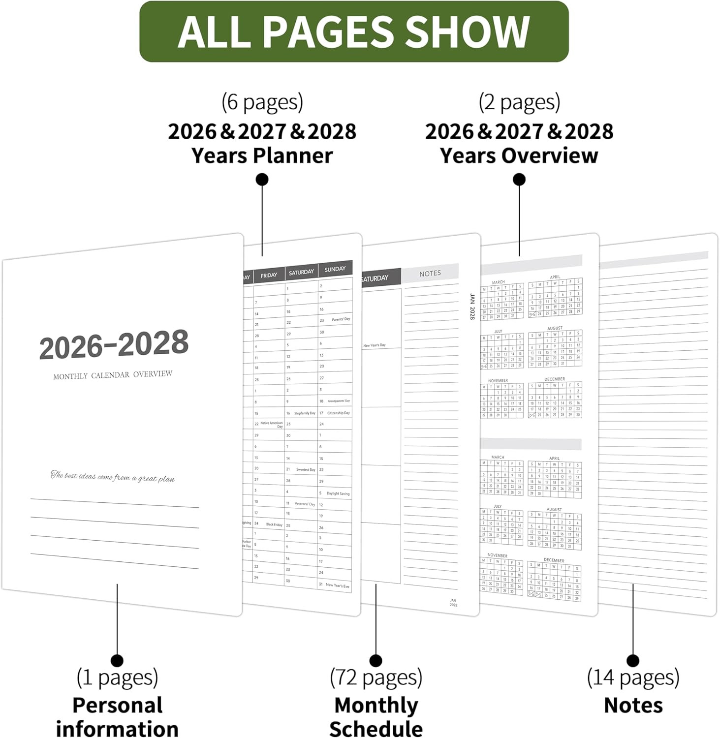2026-2028 Monthly Planner – 3 Year Monthly Planner 2026-2028, Jan. 2026 – Dec. 2