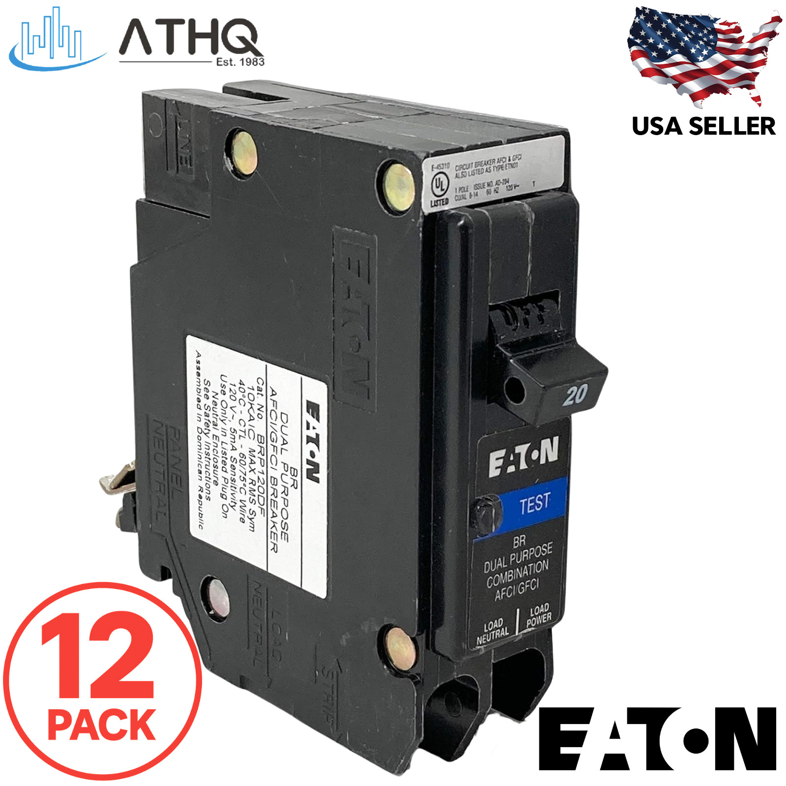 PACK OF 12 Eaton BRP120DF Dual Function AFCI GFCI Plug-On Neutral Breaker 20A