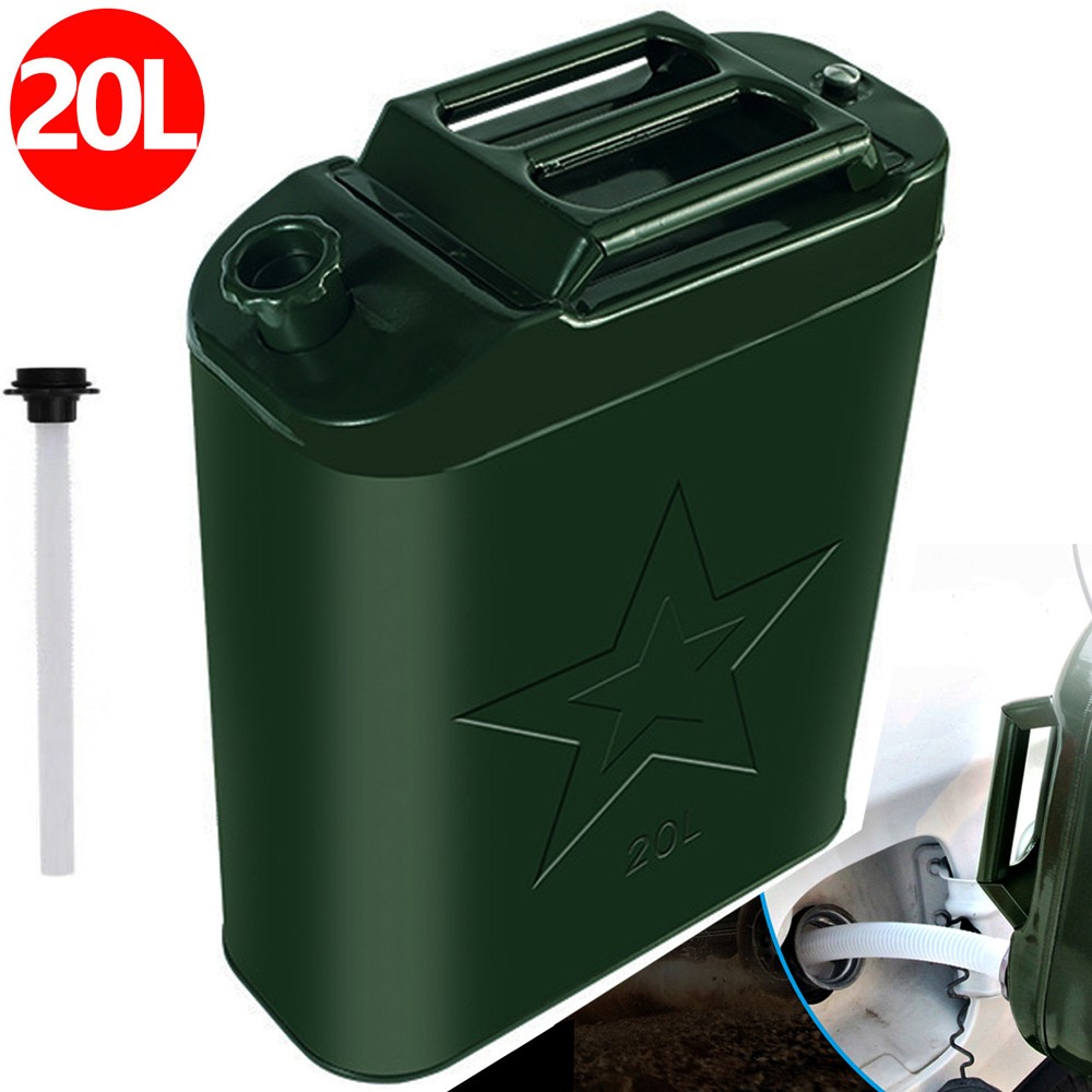 5 Gallon 20L Gasoline Army Green Jerry Can Military Metal Steel Tank Backup USA