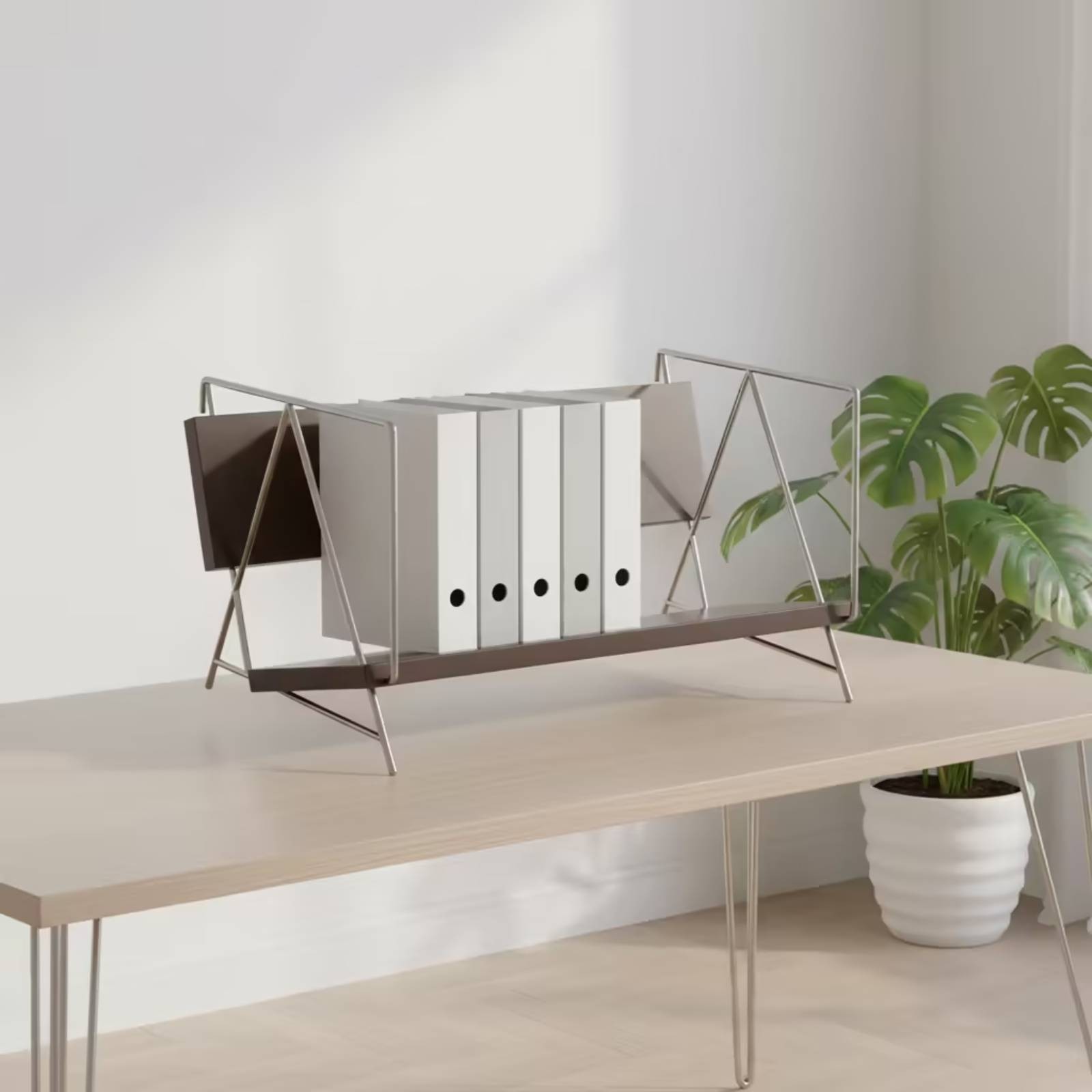 Desktop Book Rack with Slanted Shelf Compact Mini Book Rack Modern for
