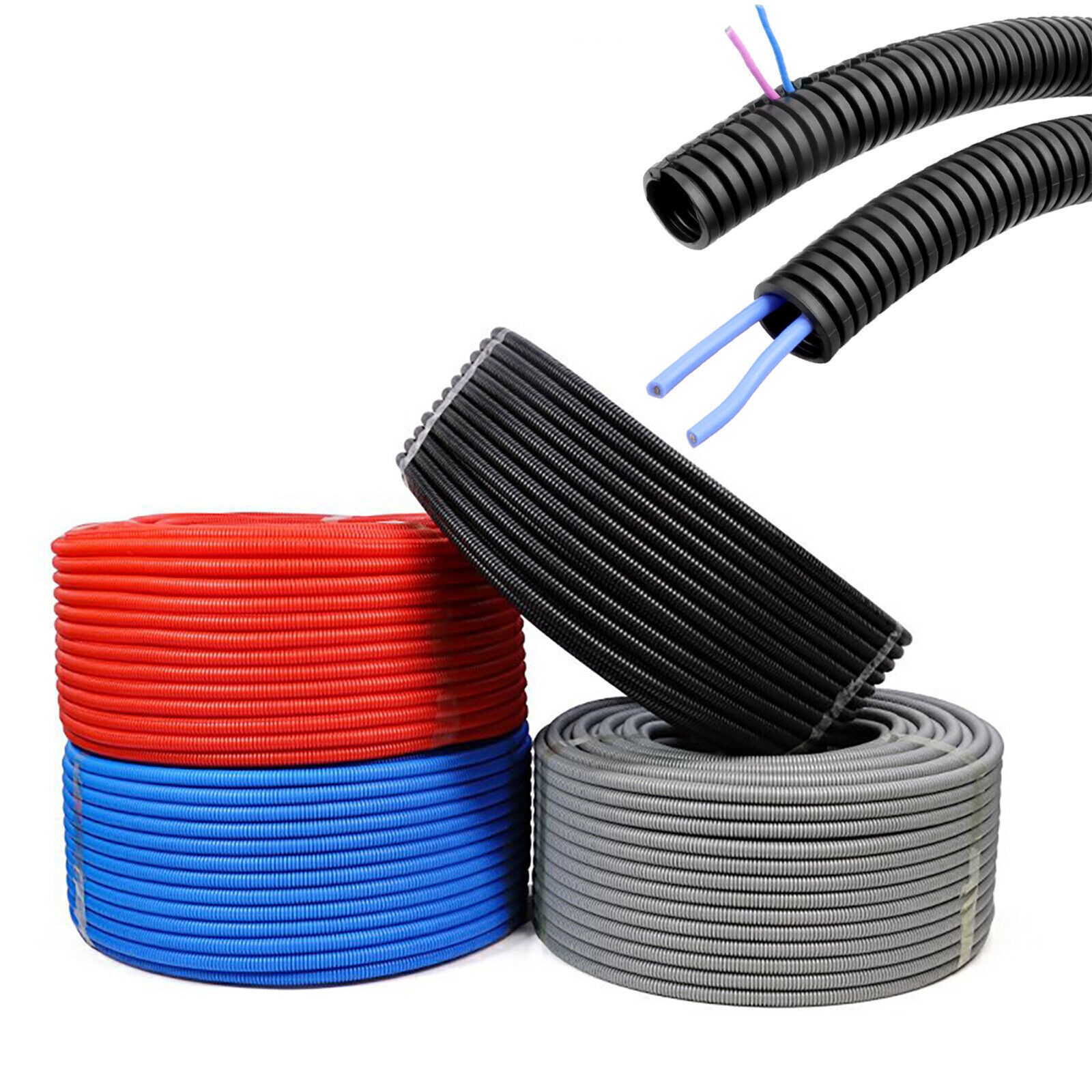 Automotive Wire Protector Harness Corrugated Split Wire Loom Conduit Flex Tubing