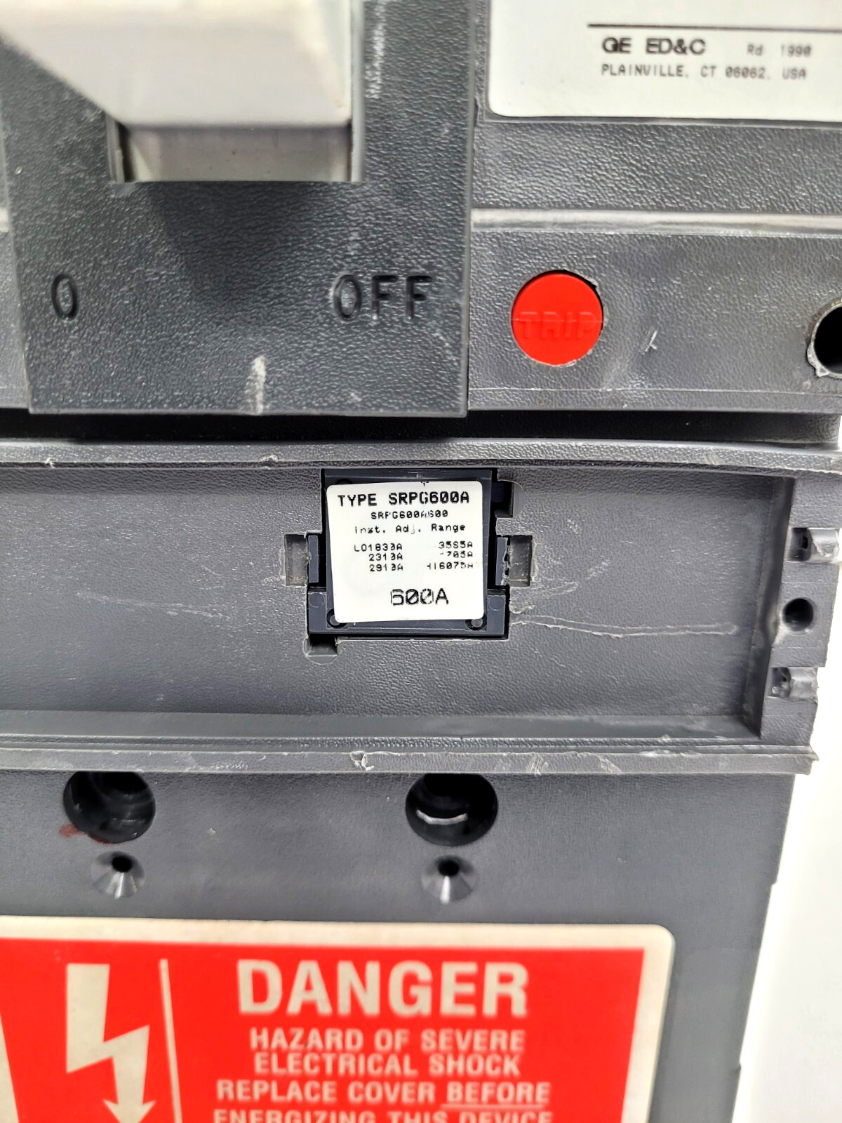 SGHA36AT0600 GE 600 Amp 600 Volt Circuit Breaker w/ SPRG600A600 Rating Plug