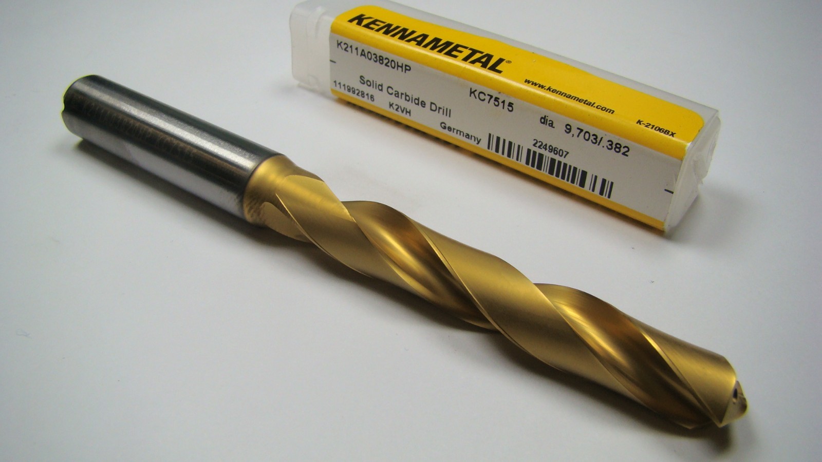 Kennametal Carbide Jobber Drill Bit 9.703mm 0.3819″ 135° TiN 2249607