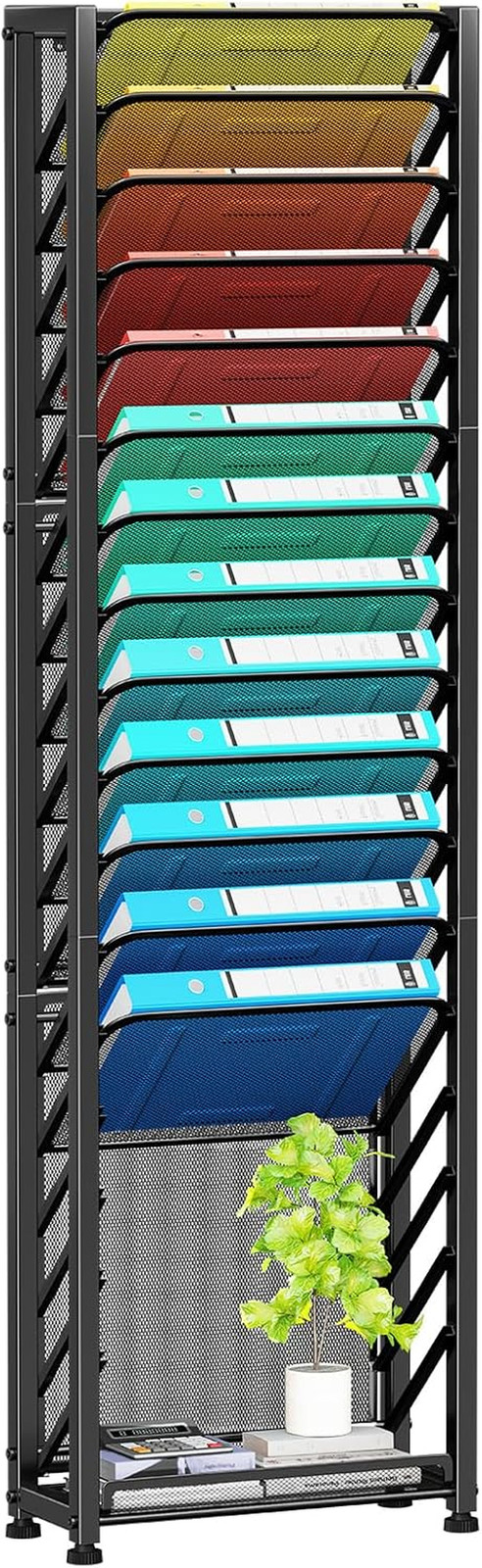 Wall File Organizer, Mesh 7-Tier Vertical Hanging File Holder, Desktop Metal Fil