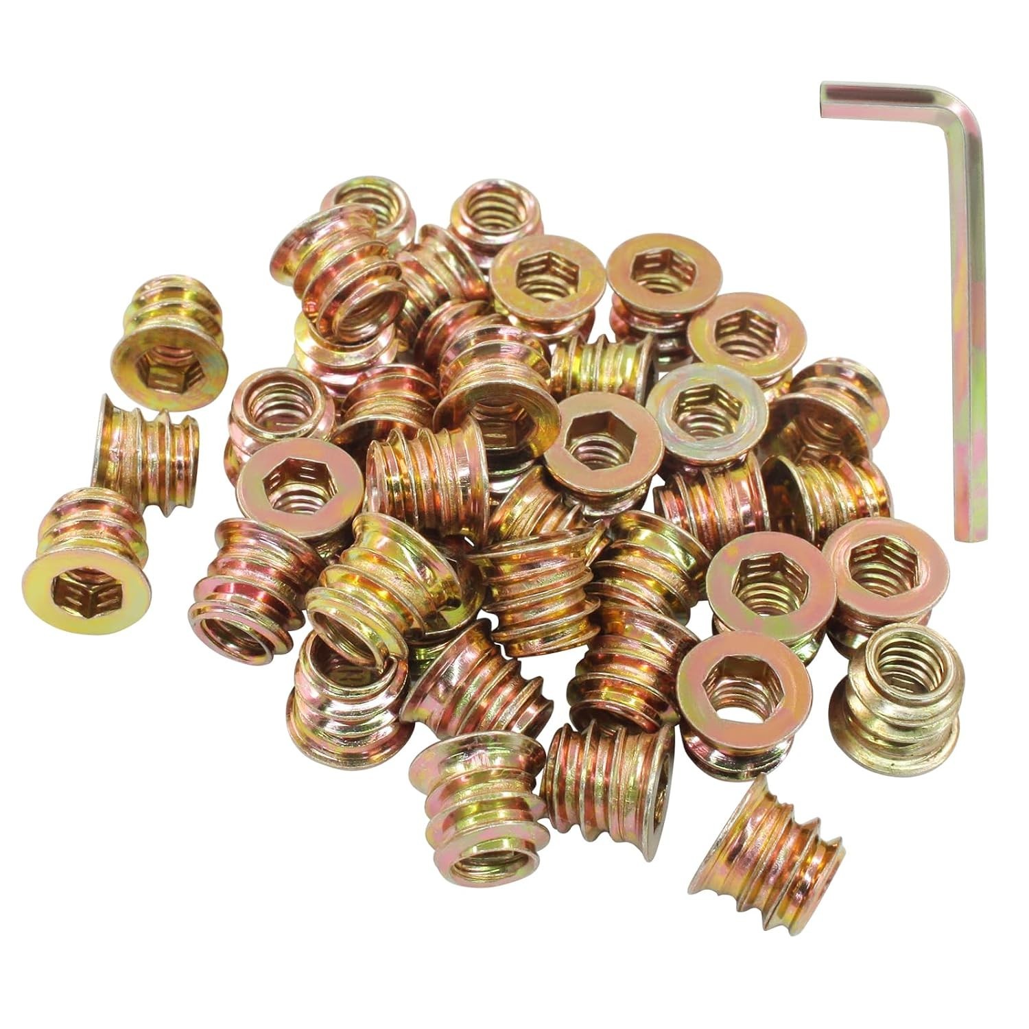 100-Pack 1/4-20 Threaded Wood Inserts for Furniture & DIY Projects