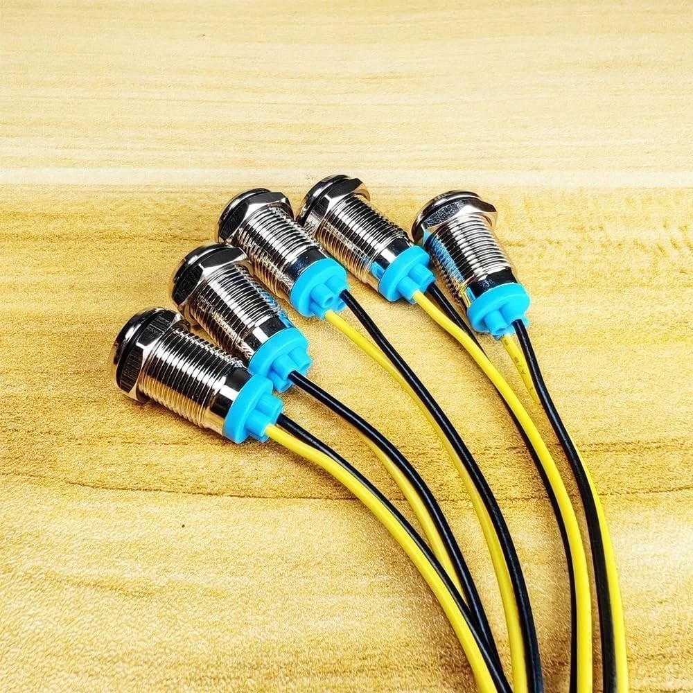 5pcs 10mm LED Metal Indicator Light 110V-220V AC Waterproof Signal Lamp (Red)