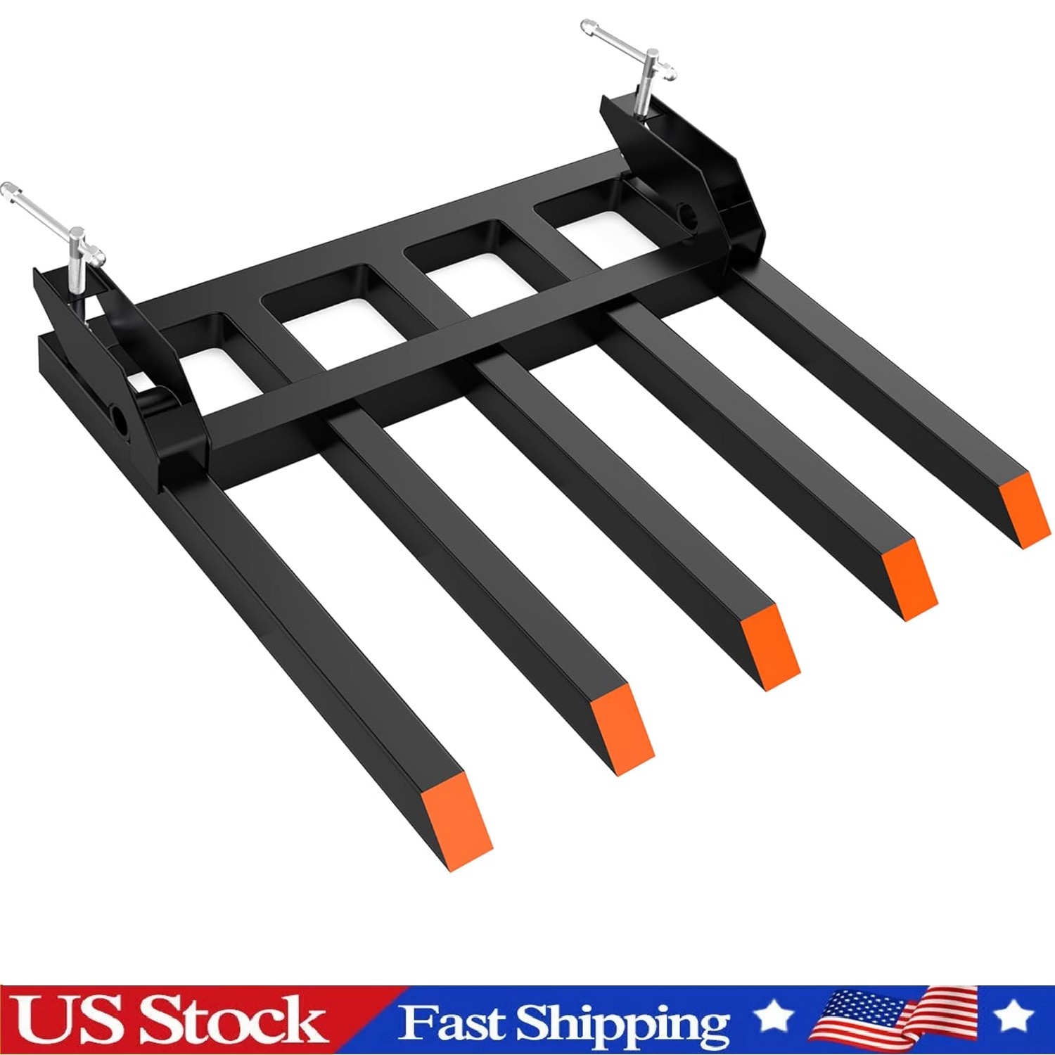 42″ Clamp on Debris Forks to 48″ Bucket, 2500lbs Heavy Duty Pallet Forks Tractor