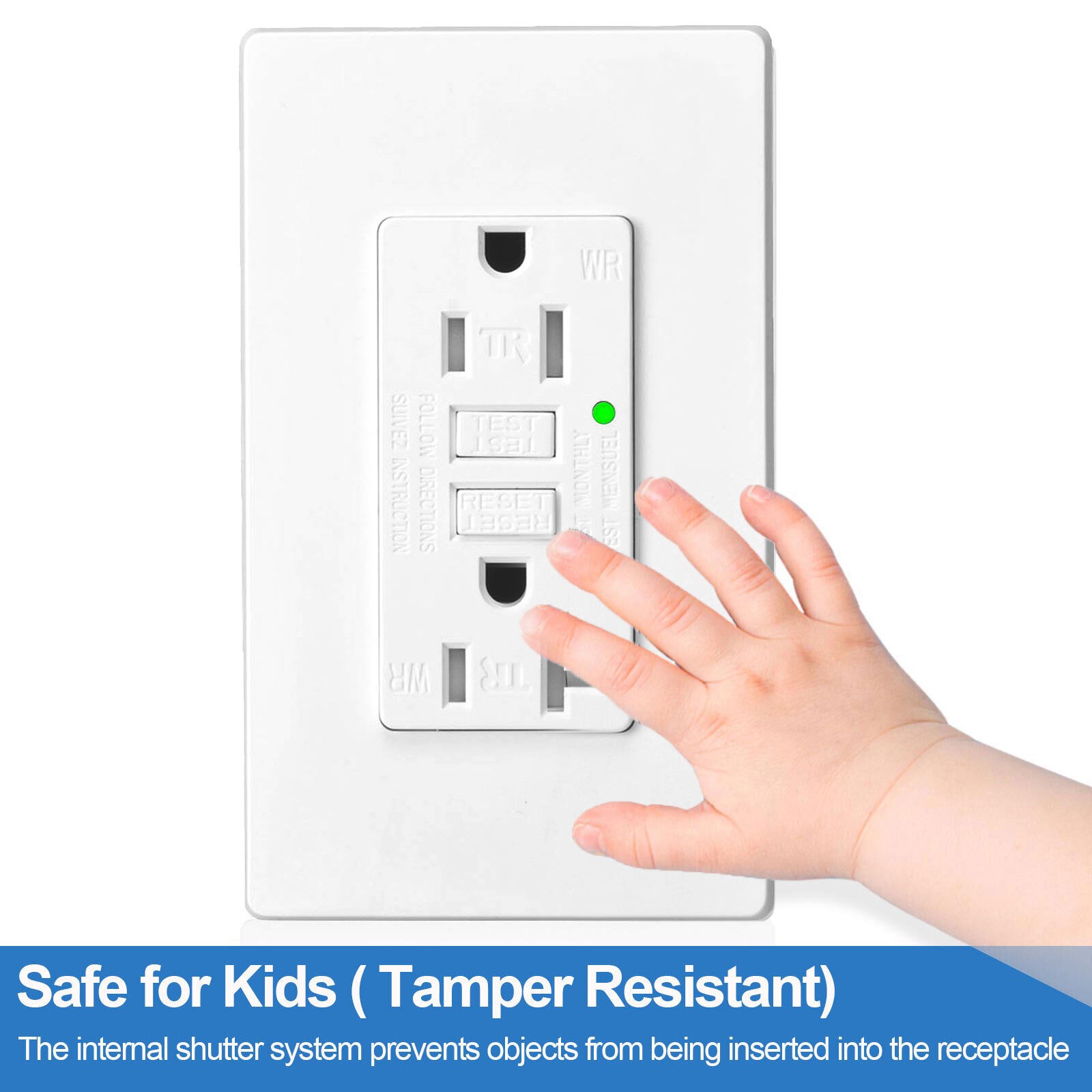 15AMP GFCI Outlet Receptacle Tamper Resistant – ETL Listed, White GFI TR WR GFCI
