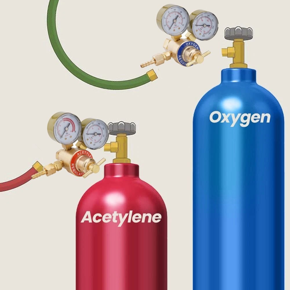 Oxygen Acetylene Gas Regulator Welding Cutting Torch Dual Gauge CGA540 & CGA200