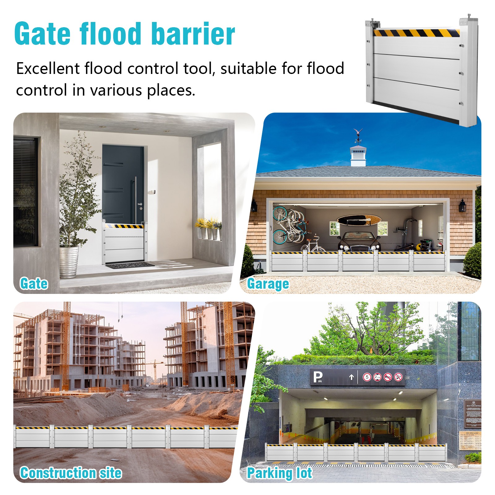 Household Flood Panel Shield Reusable Stackable for Outdoor Basement Garage