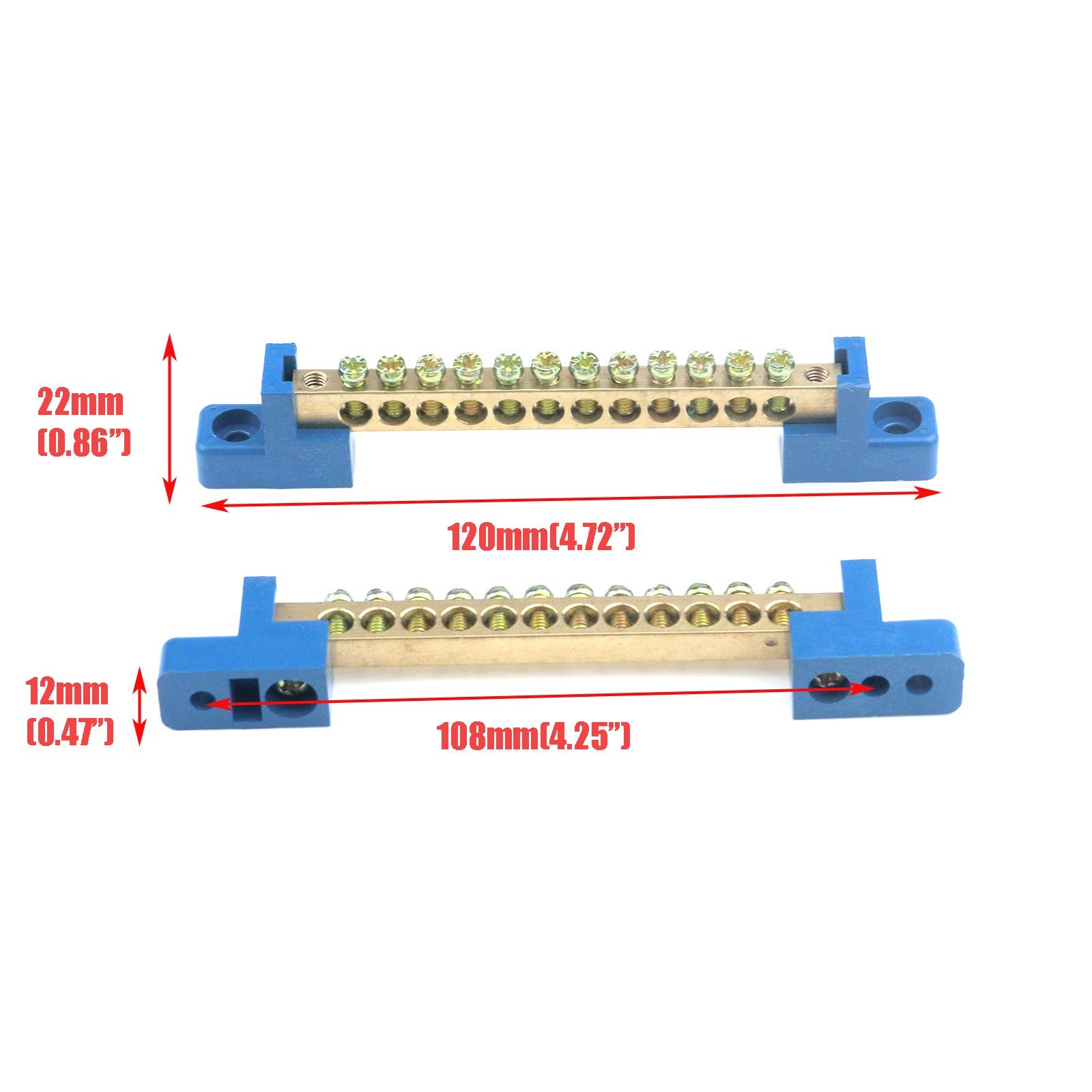 4 Pack Terminal Bus Bar 12 Position Brass Ground Distribution Block
