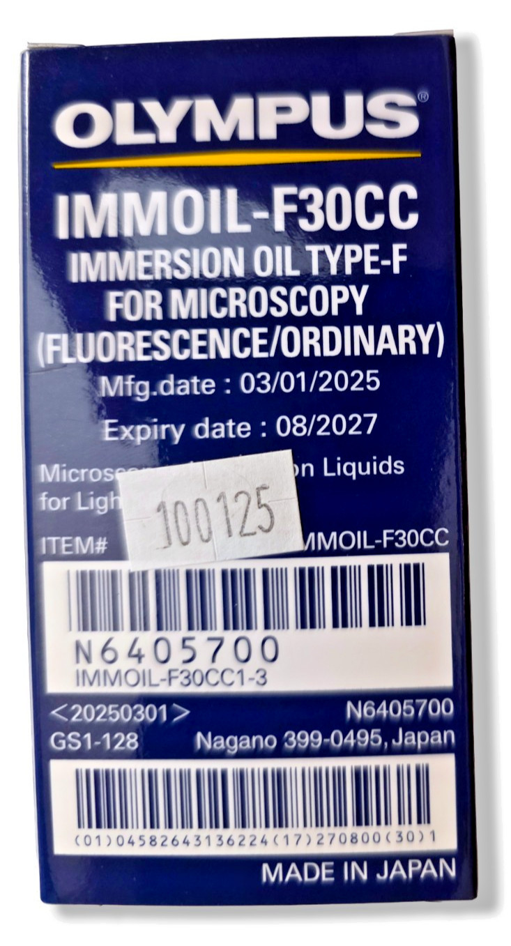 2607-034 Olympus Immoil-F30CC Immersion Oil Type-F Microscopy NIB Exp 08/2027