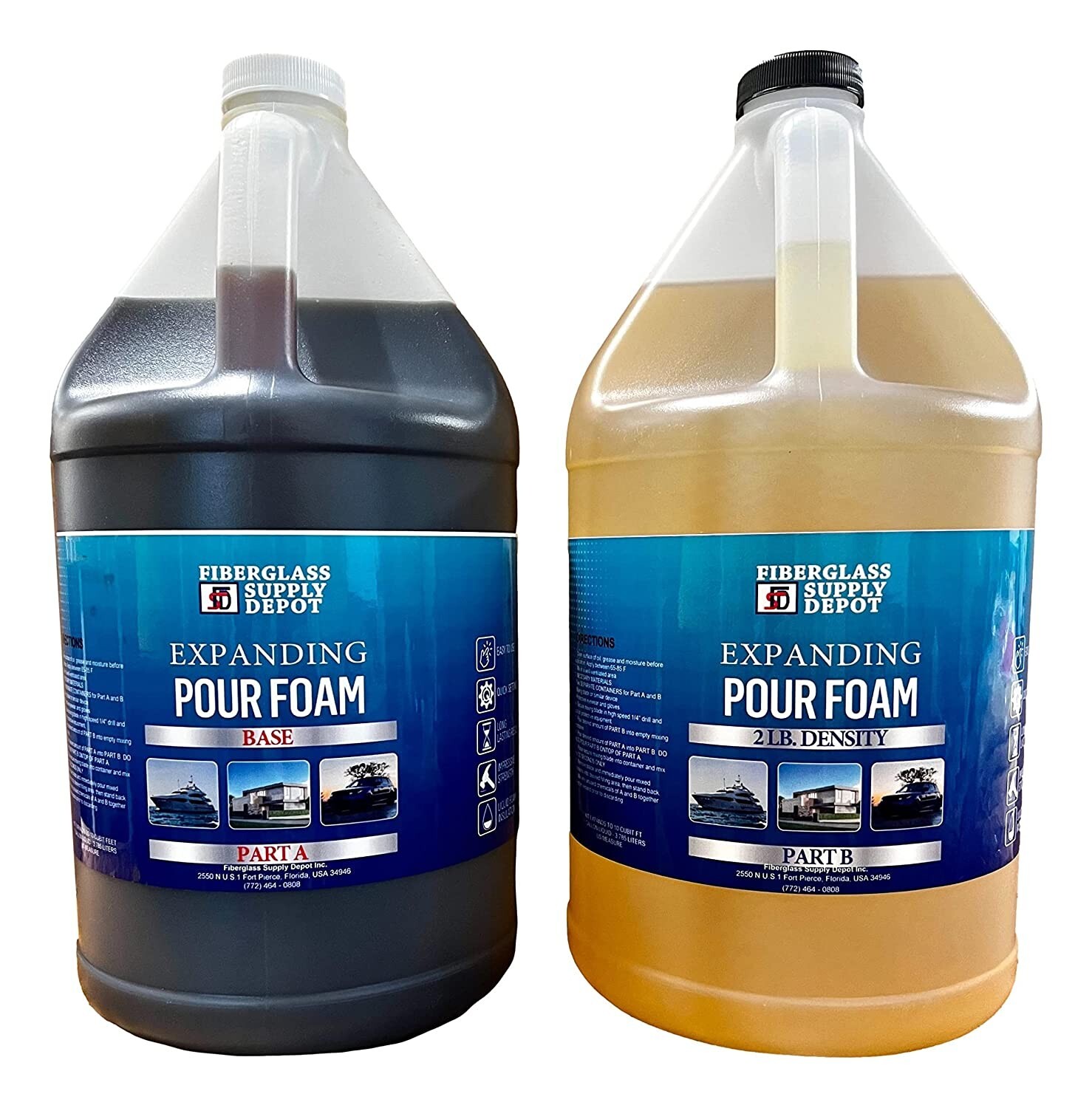Liquid 2Lb Density Expanding 2 Part Closed Cell Polyurethane Pour Foam:2 Gal.Kit