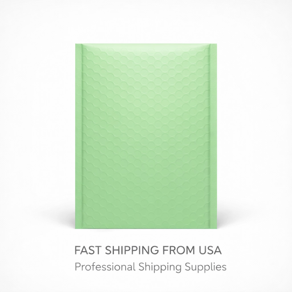 Green Padded Poly Mailers #0 6.5×10 Self Seal Shipping Envelopes
