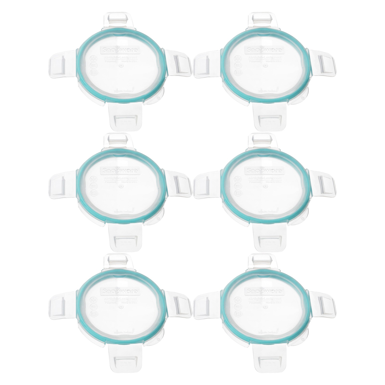 Snapware 7202R 1-Cup Clear Total Solutions Lid w/ Teal Blue Gasket (6-Pack)