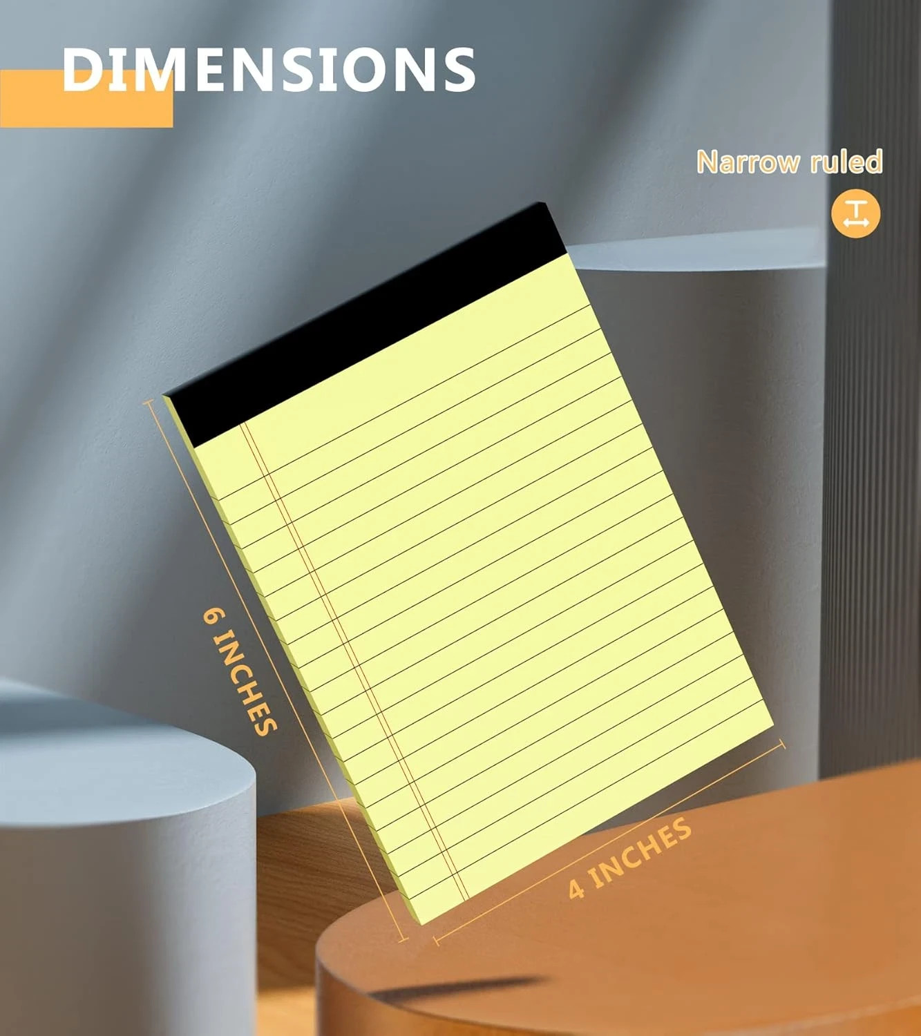 Yellow Note Pads, 12 Pack Legal Pads 4X6 Inch, Notepad of Lined Paper, Perforate