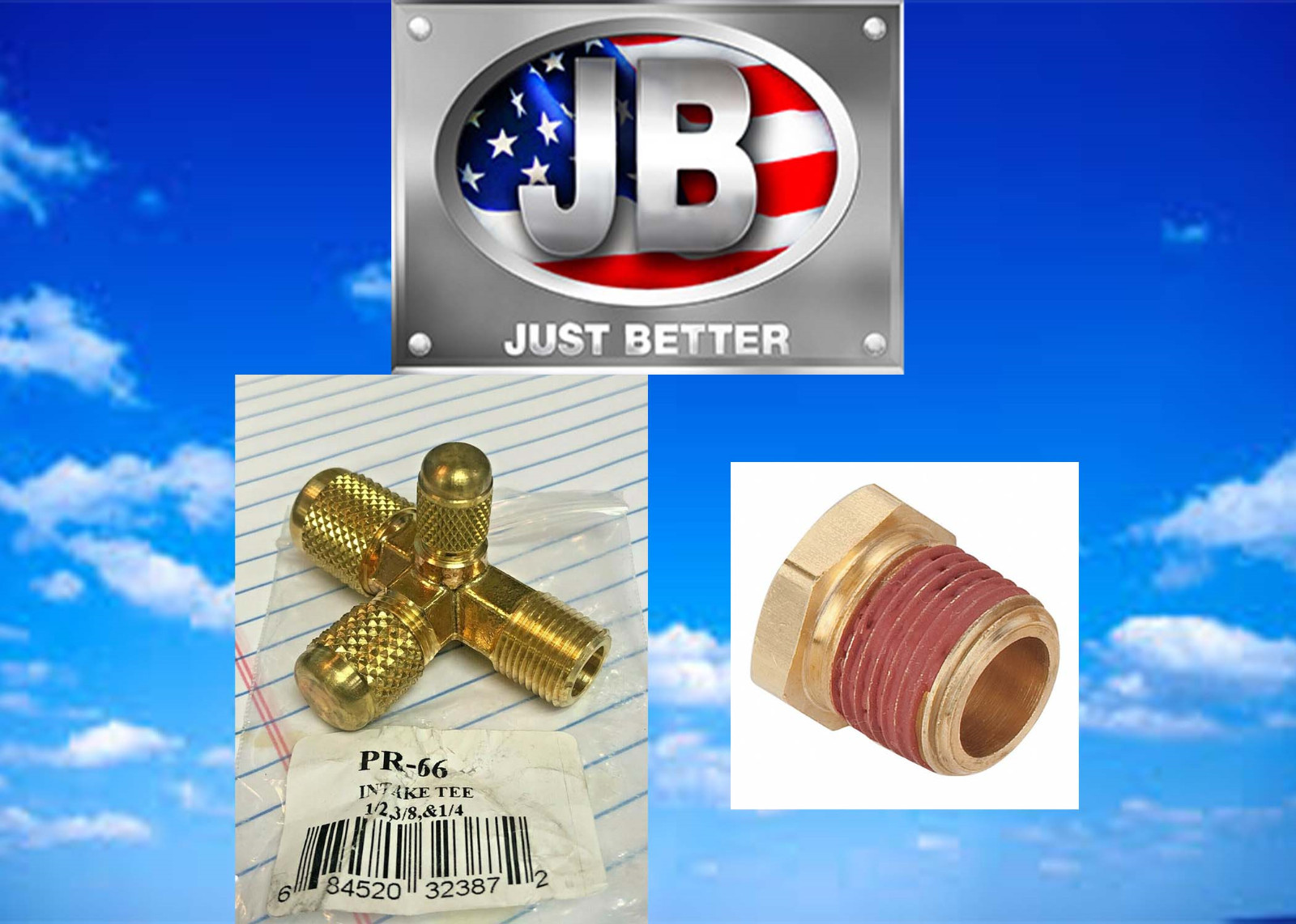 JB Industries Vacuum Pump Intake Cross, PR66-3/4, 1/2″, 3/8″ & 1/4″ Male Flare